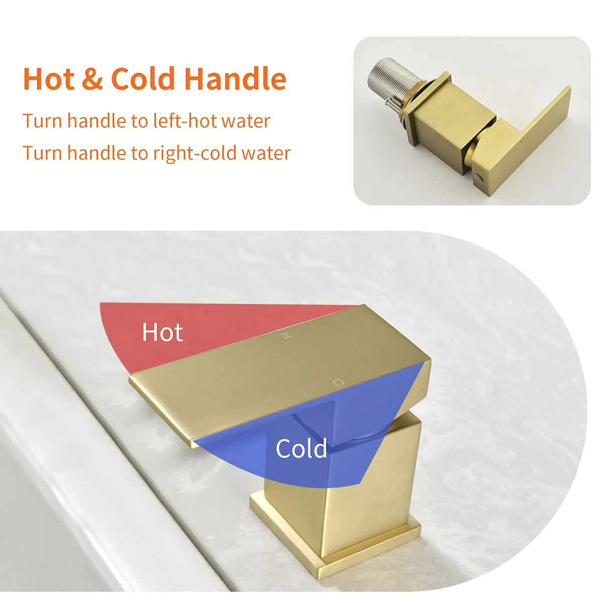 4-Hole Waterfall Deck-Mounted Bathtub Faucet with Hand Shower in Matte Black/Brushed Gold