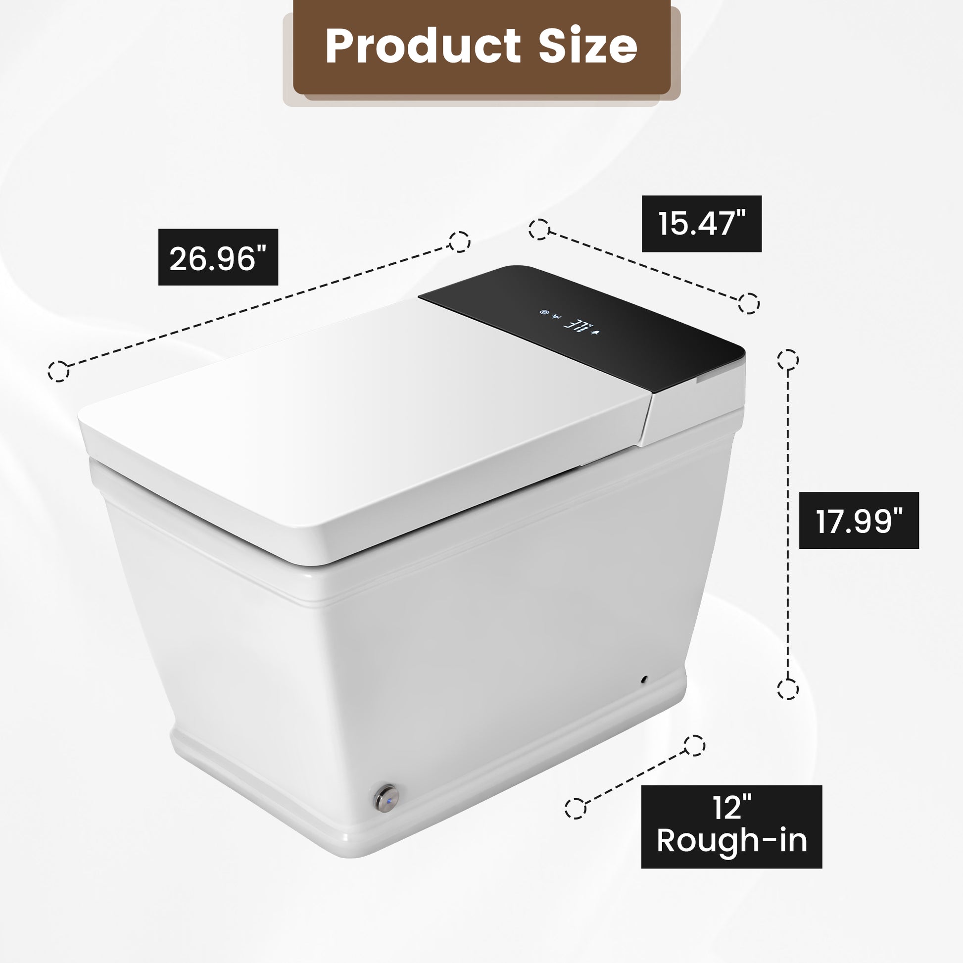 White Elongated Smart Bidet Toilet with UV Sterilization and Remote Control