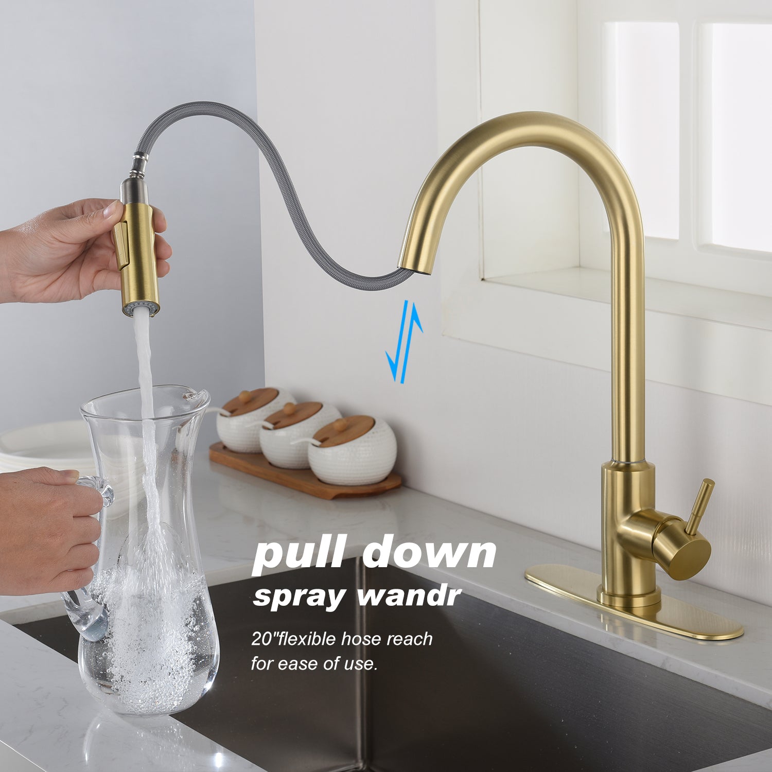 Touch Kitchen Faucet with Pull Down Sprayer-CASAINC