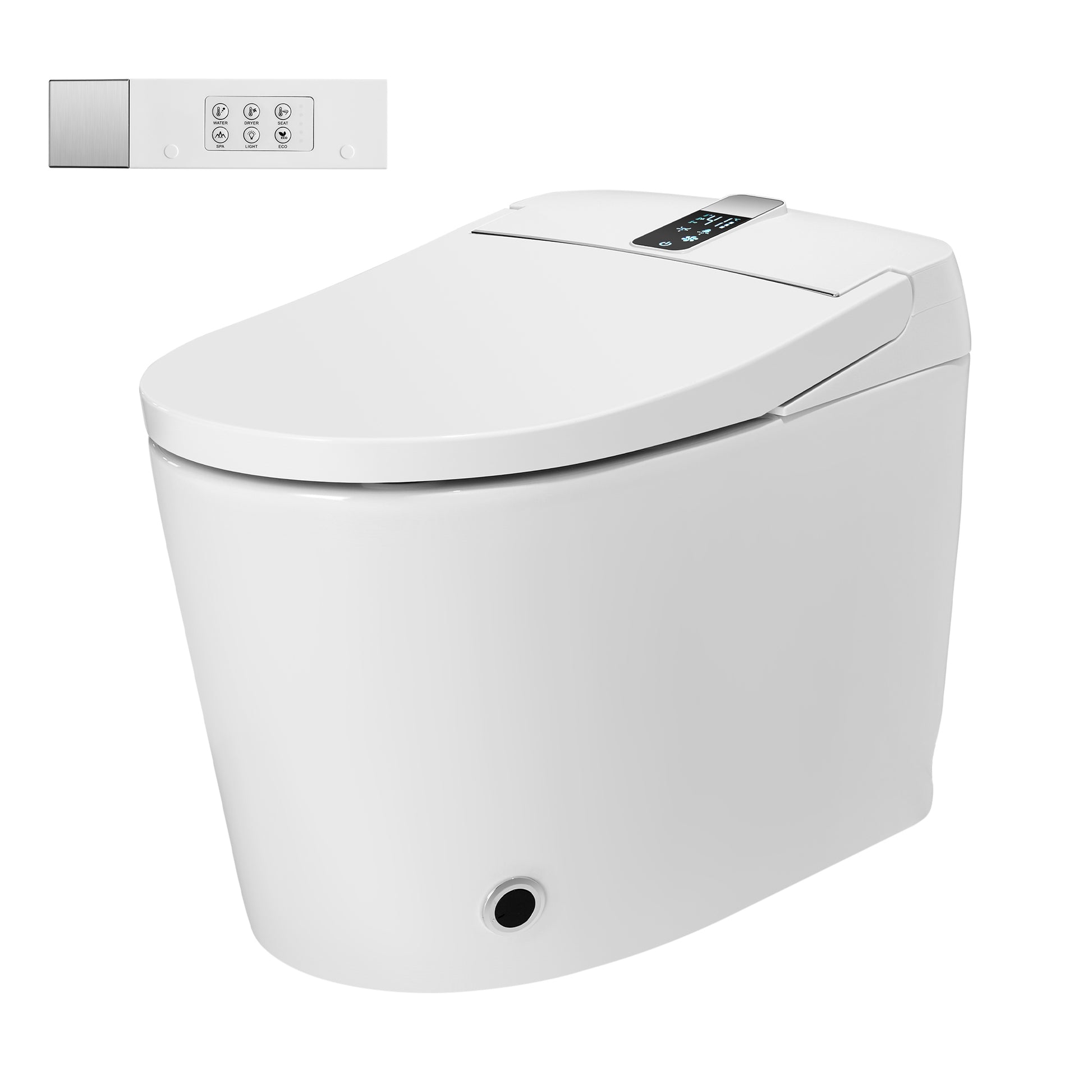 Luxe Smart Bidet Toilet with Built-in Deodorizer and LED Display, White, Black & Grey