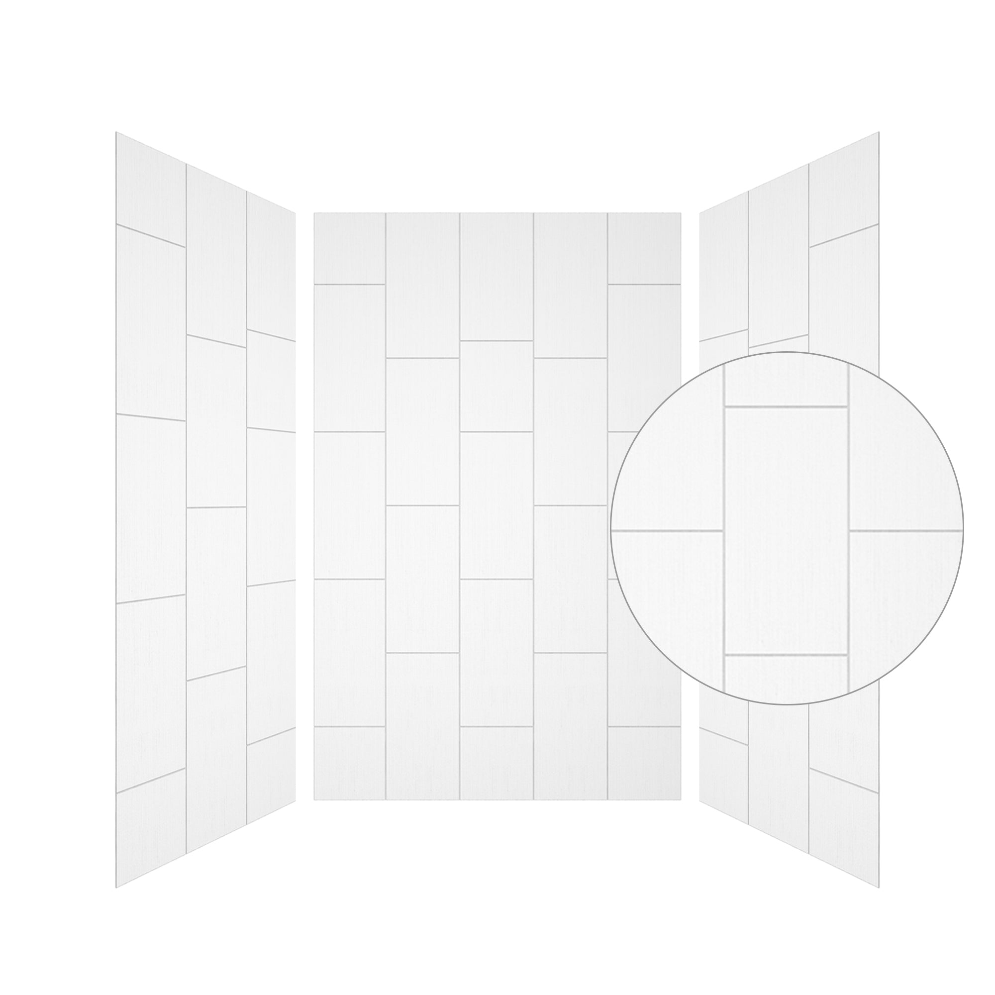White SMC 3-Piece Glue Up Alcove Shower Wall Surround