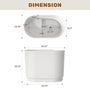 39" Small Freestanding Oval Solid Surface Soaking Bathtub with Built-In Seat - Tangent