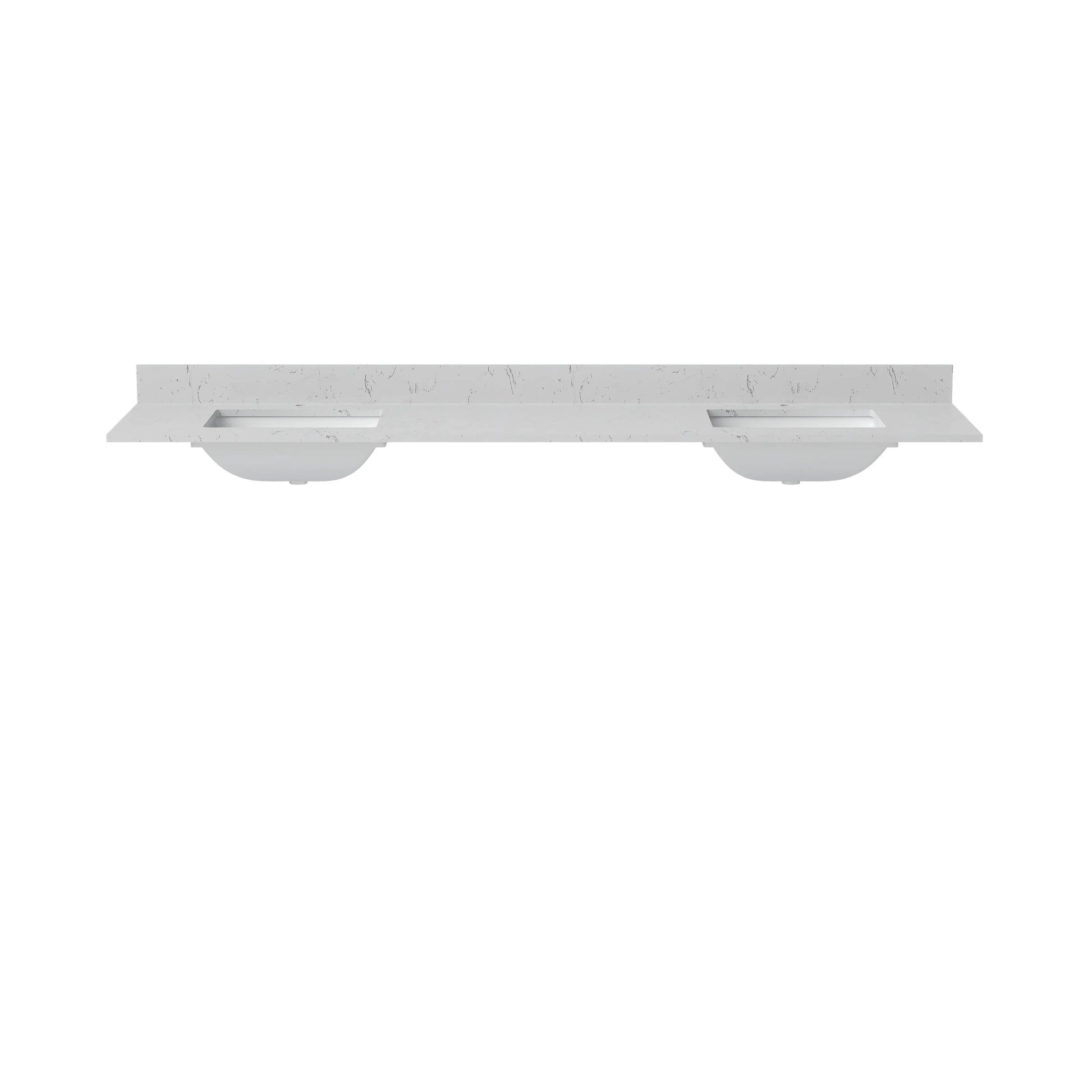 60"/84" Navy Blue Double Sink Bathroom Vanity with White Marble-Pattern Top
