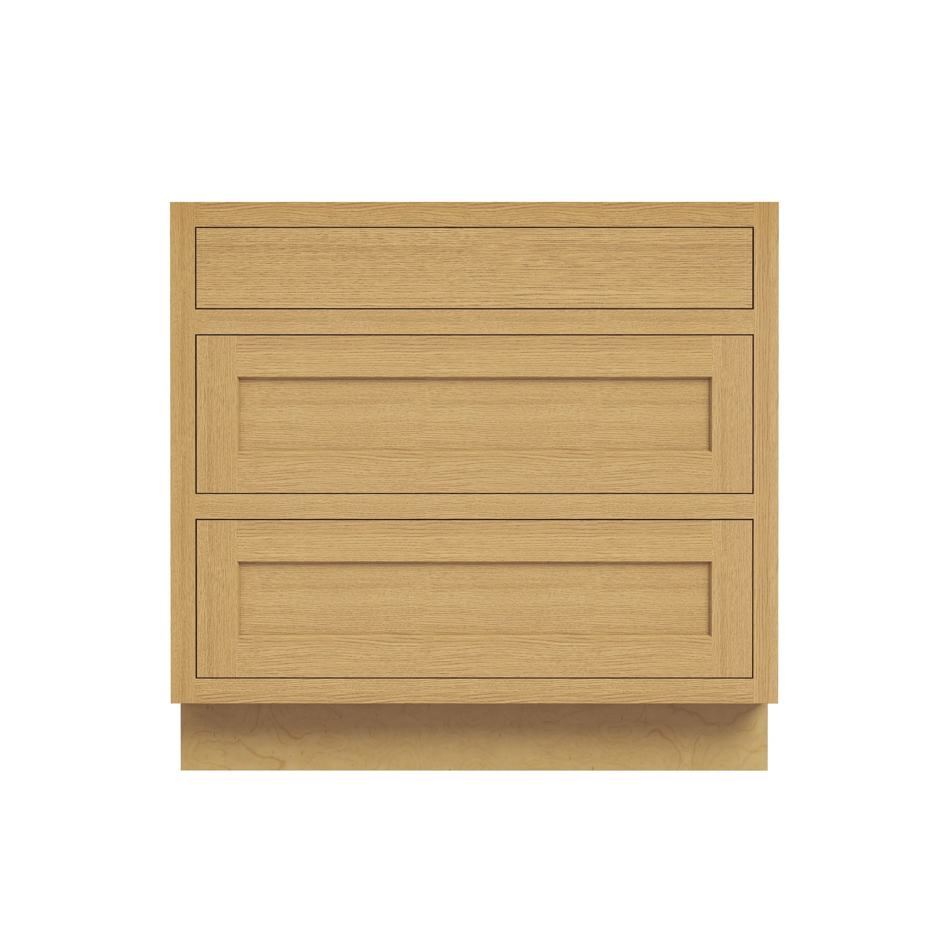 Inset Hazelnut Oak RTA 12-36"W x 34.5"H x 25"D 9-Size Base Cabinet with 3 Drawers