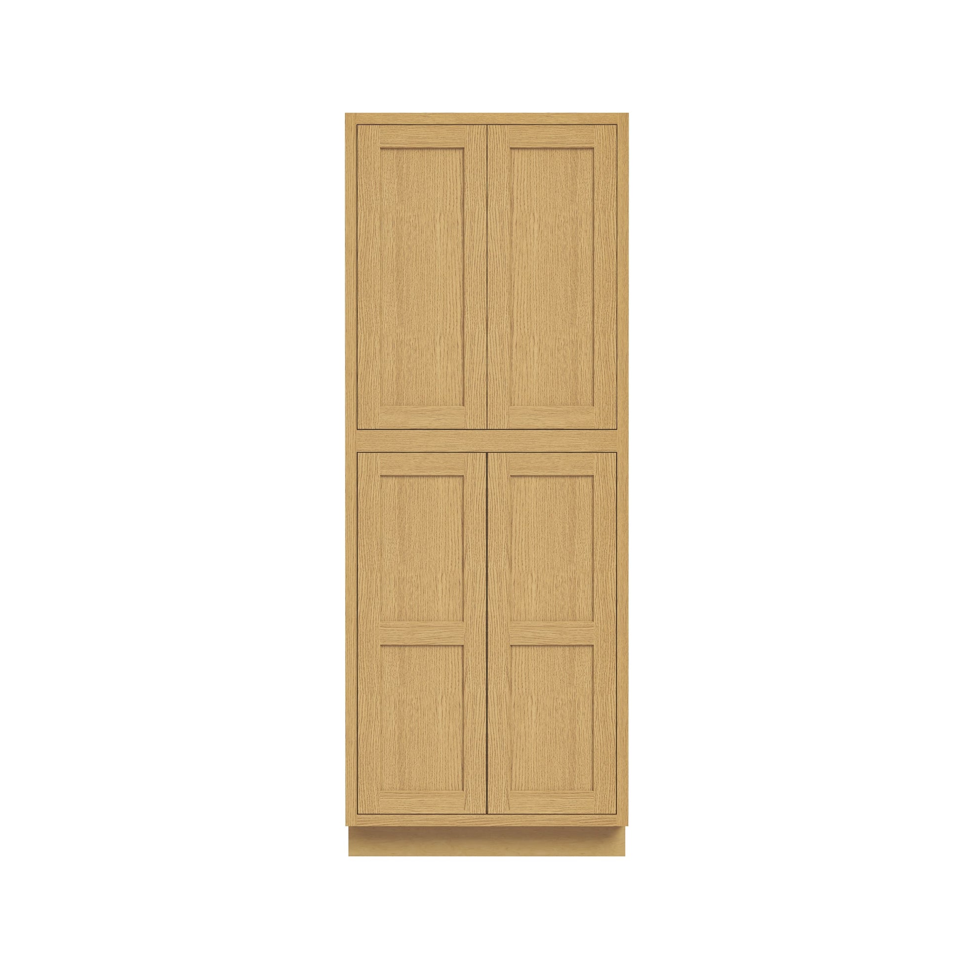 Inset Hazelnut Oak RTA 24-36"W x 84-96"H x 25"D 9-Size Pantry Cabinet with 4 Doors and 4 Shelves