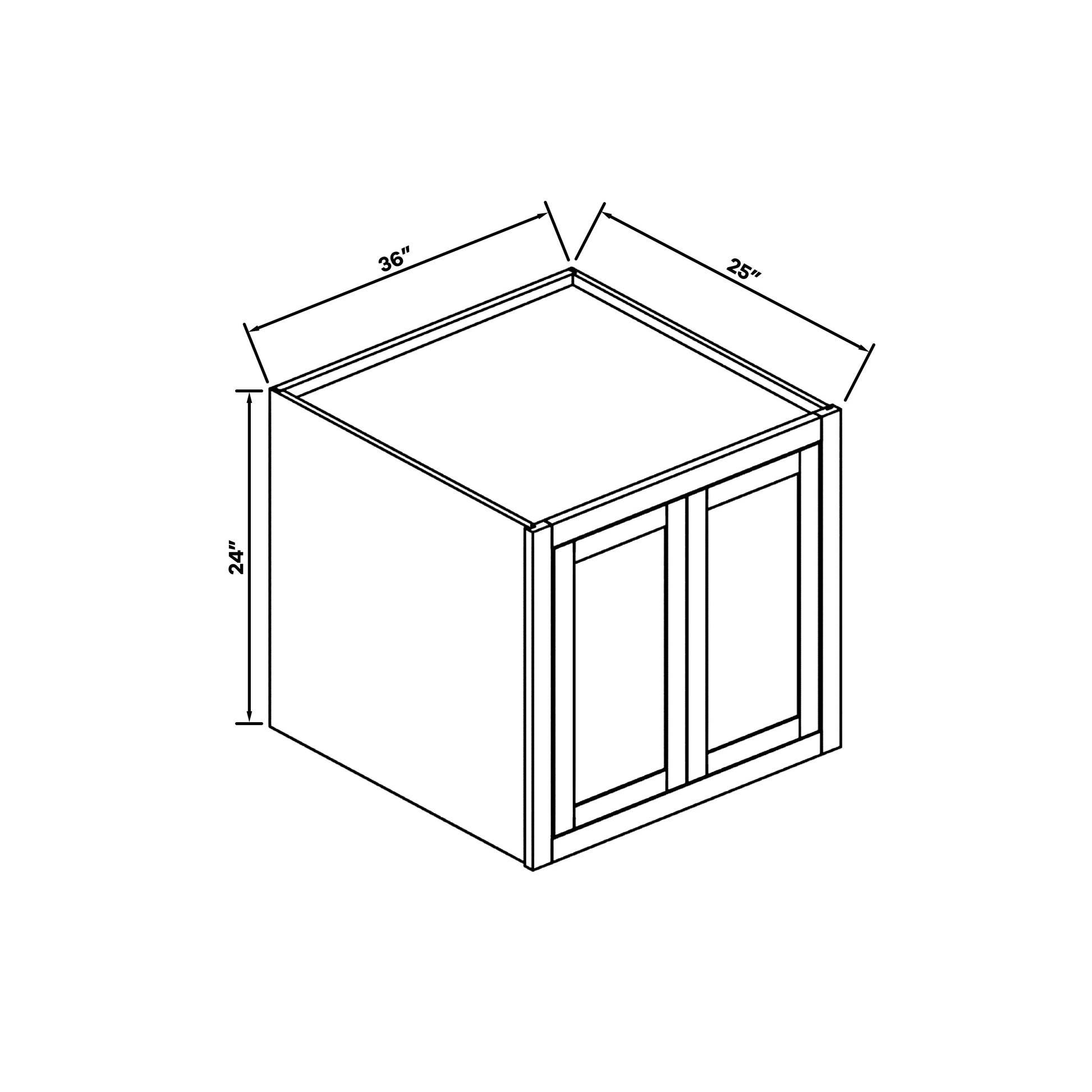 Inset Origami White RTA 30-36"W x 12-24"H x 25"D 7-Size Double Doors Wall Cabinet