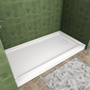 One-piece White Shower Base with Flamed Rock Slip-Resistant Surface, Left/Right Drain