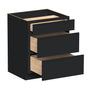 Slim Ebony Black Shaker RTA 12"-36"W x 34.5"H x 24"D 9-Size Drawer Base Cabinet with 3 Drawers