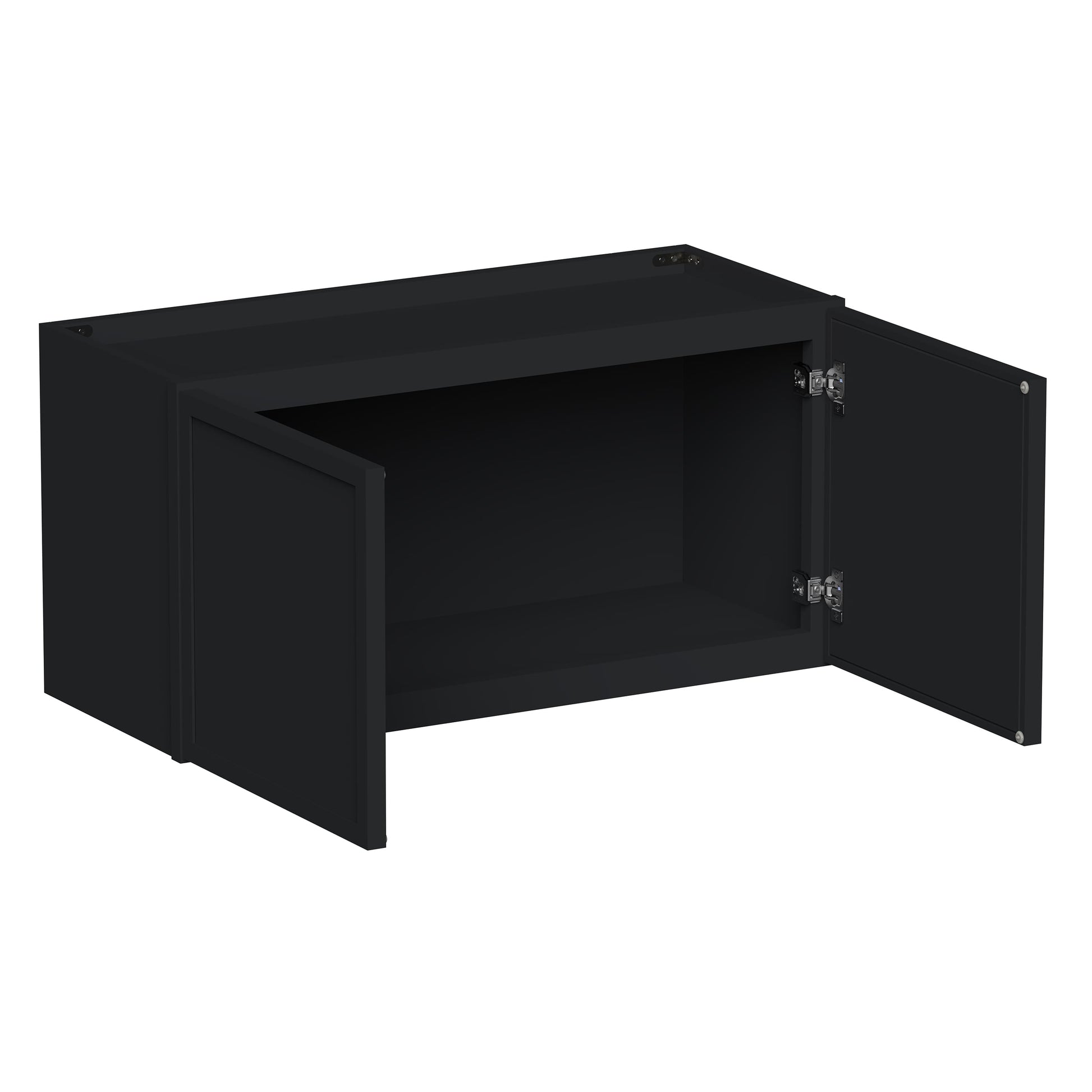 Slim Ebony Black Shaker RTA 24"-36"W x 12"-24"H x 12"D 17-Size Short Wall Cabinet with 2 Doors