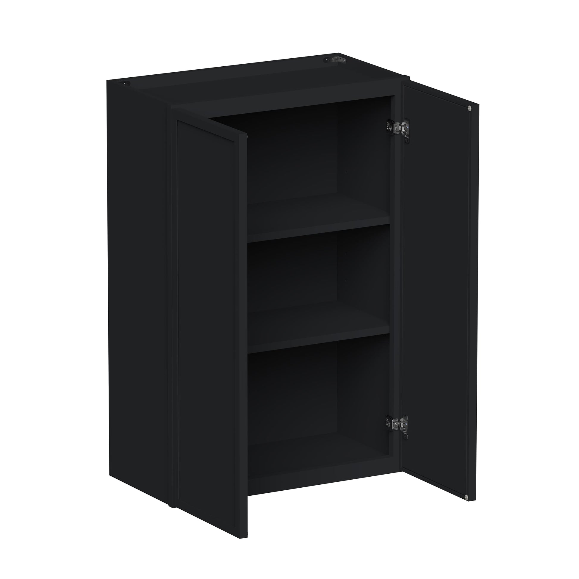 Slim Ebony Black Shaker RTA 24"-36"W x 30"/36"/42"H x 12"D 15-Size Standard Wall Cabinet with 2 Doors