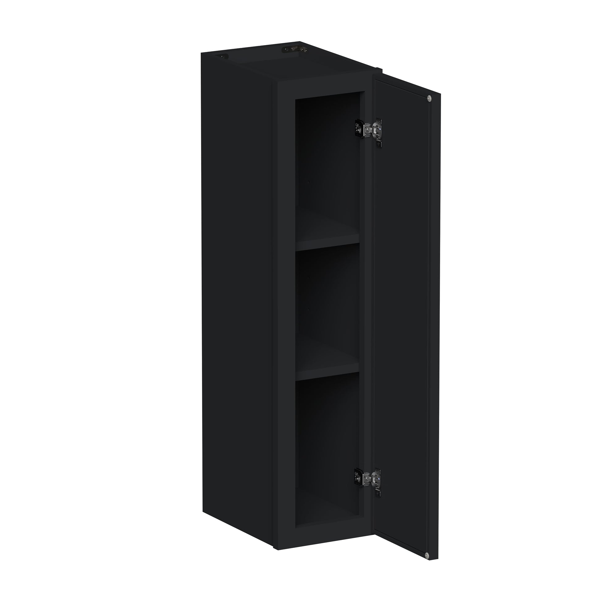 Slim Ebony Black Shaker RTA 9"-21"W x 30"/36"/42"H x 12"D 15-Size Single Door Standard Wall Cabinet