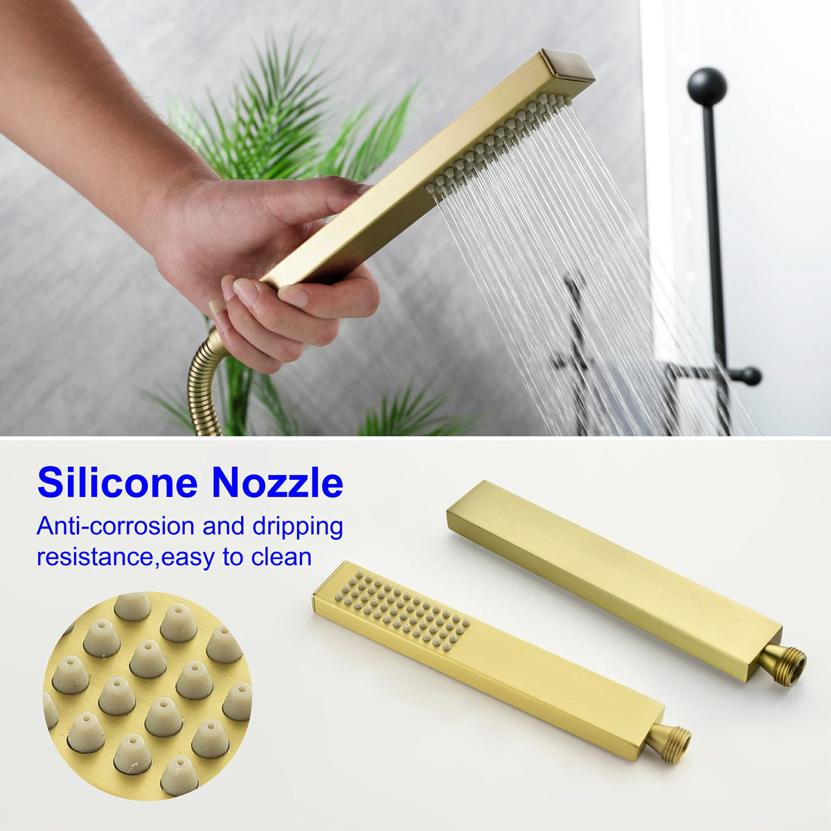 360° Swivel Waterfall Freestanding Bathtub Faucet with Hand Shower in Brushed Gold