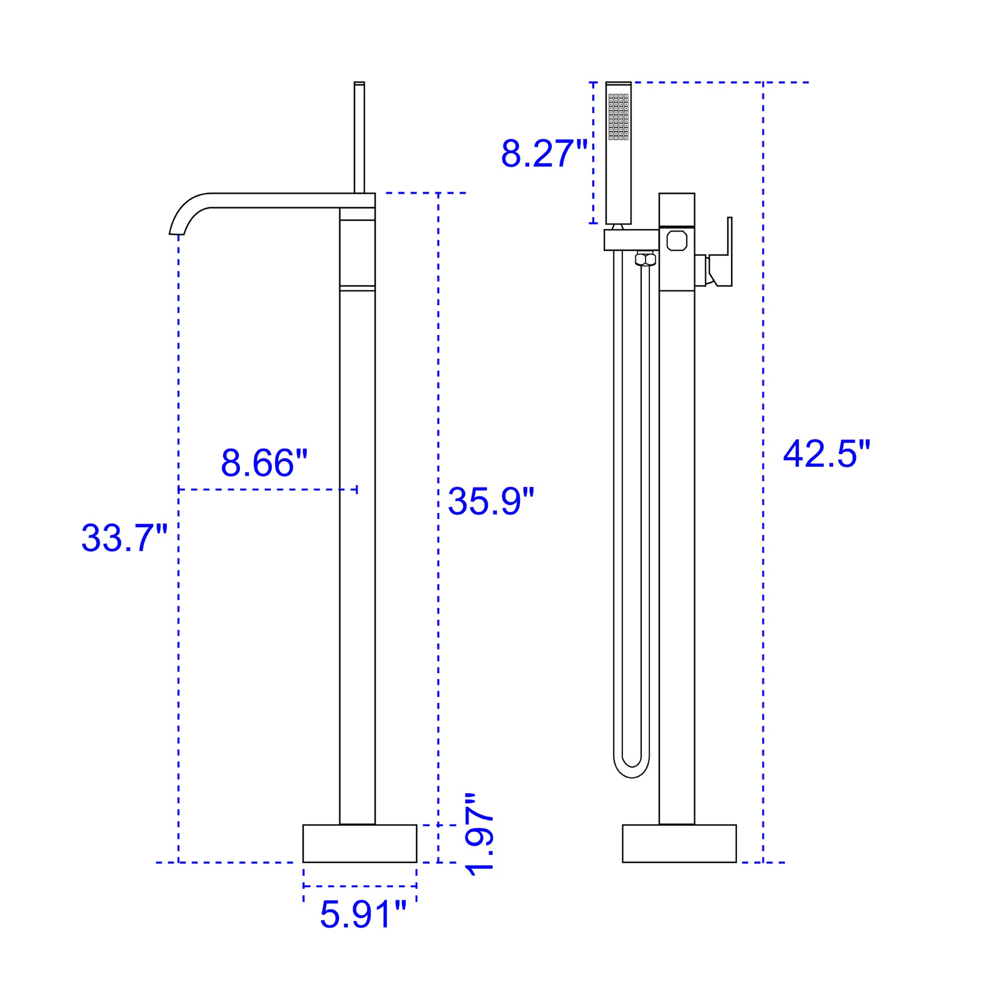Solid Brass Freestanding Tub Filler Faucet with Handheld Shower