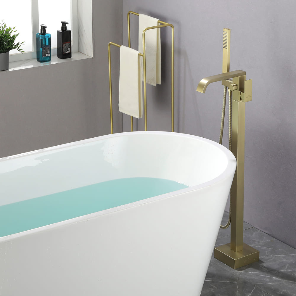 Solid Brass Freestanding Tub Filler Faucet with Handheld Shower