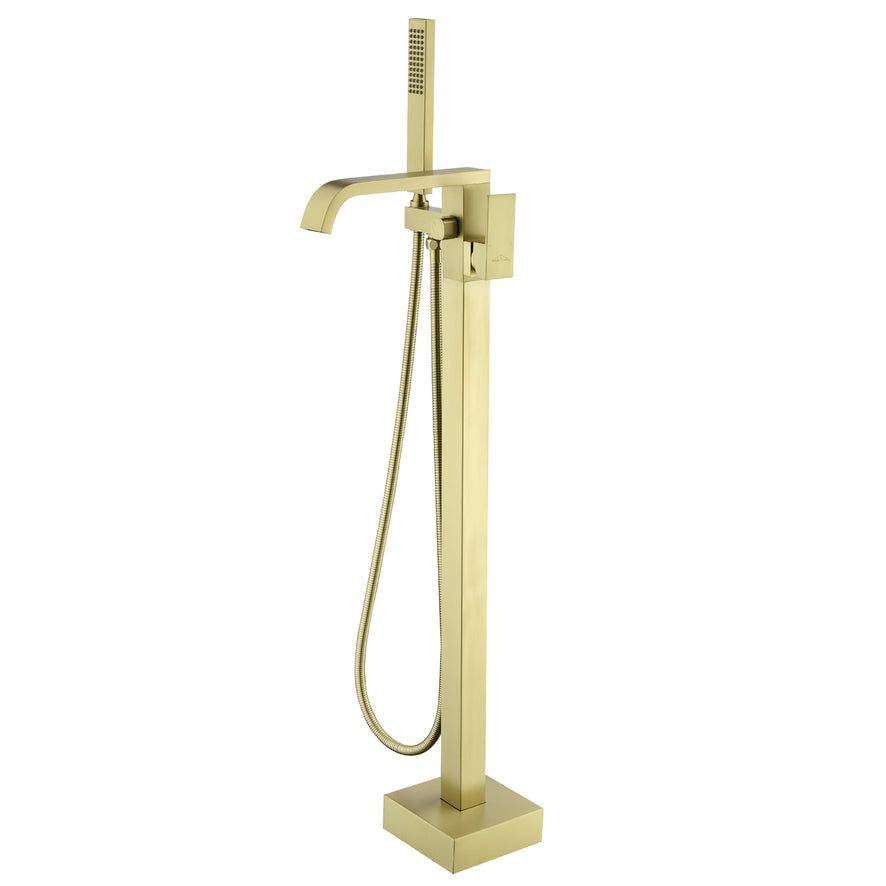 Solid Brass Freestanding Tub Filler Faucet with Handheld Shower