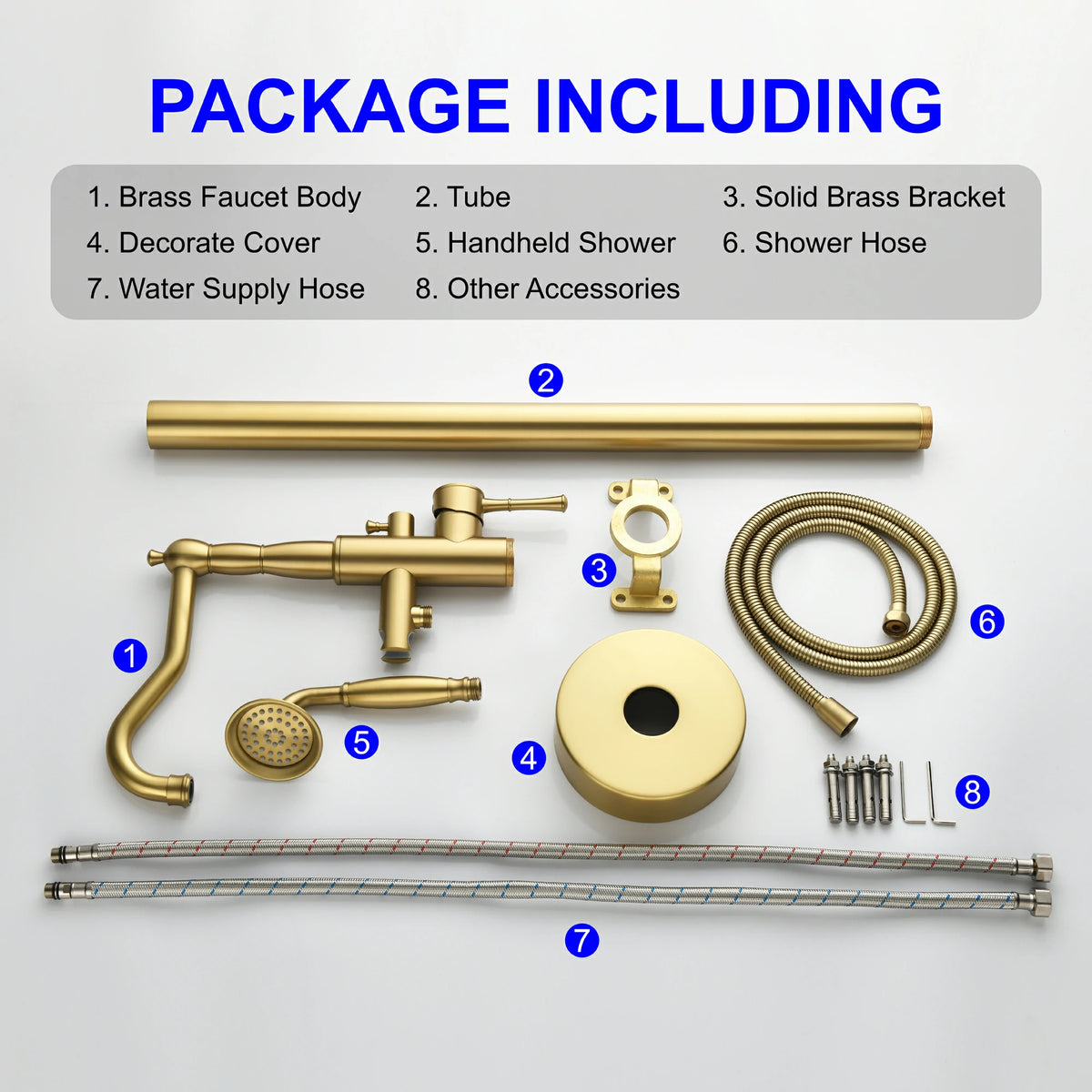 360° Swivel Waterfall Freestanding Bathtub Faucet with Hand Shower in Brushed Gold