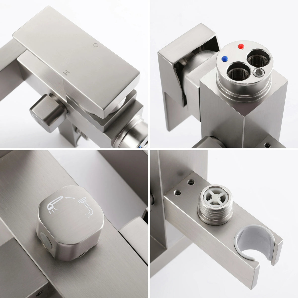 Aerated Spout Freestanding Bathtub Faucet with Hand Shower in Brushed Nickel