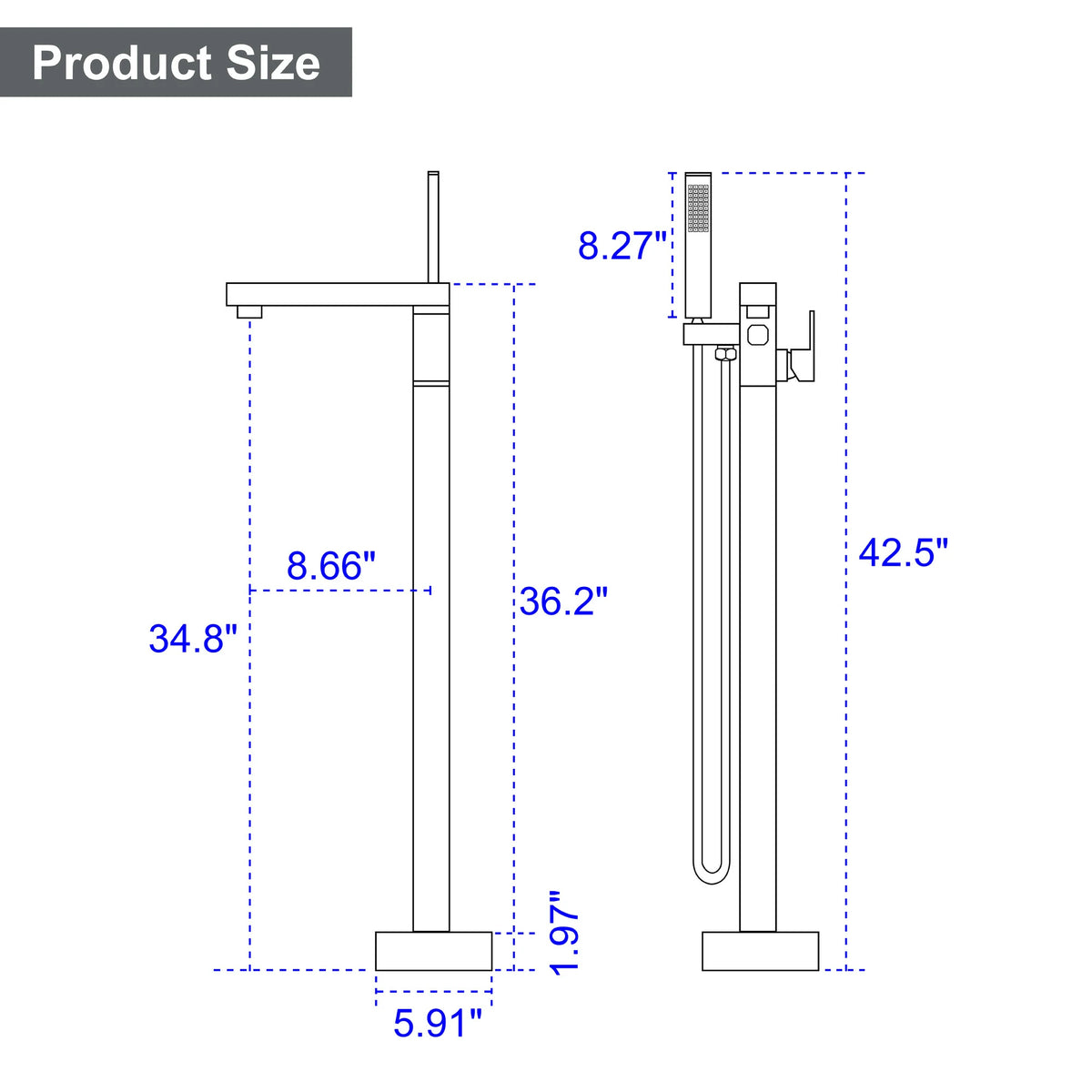 Aerated Spout Freestanding Bathtub Faucet with Hand Shower in Brushed Nickel