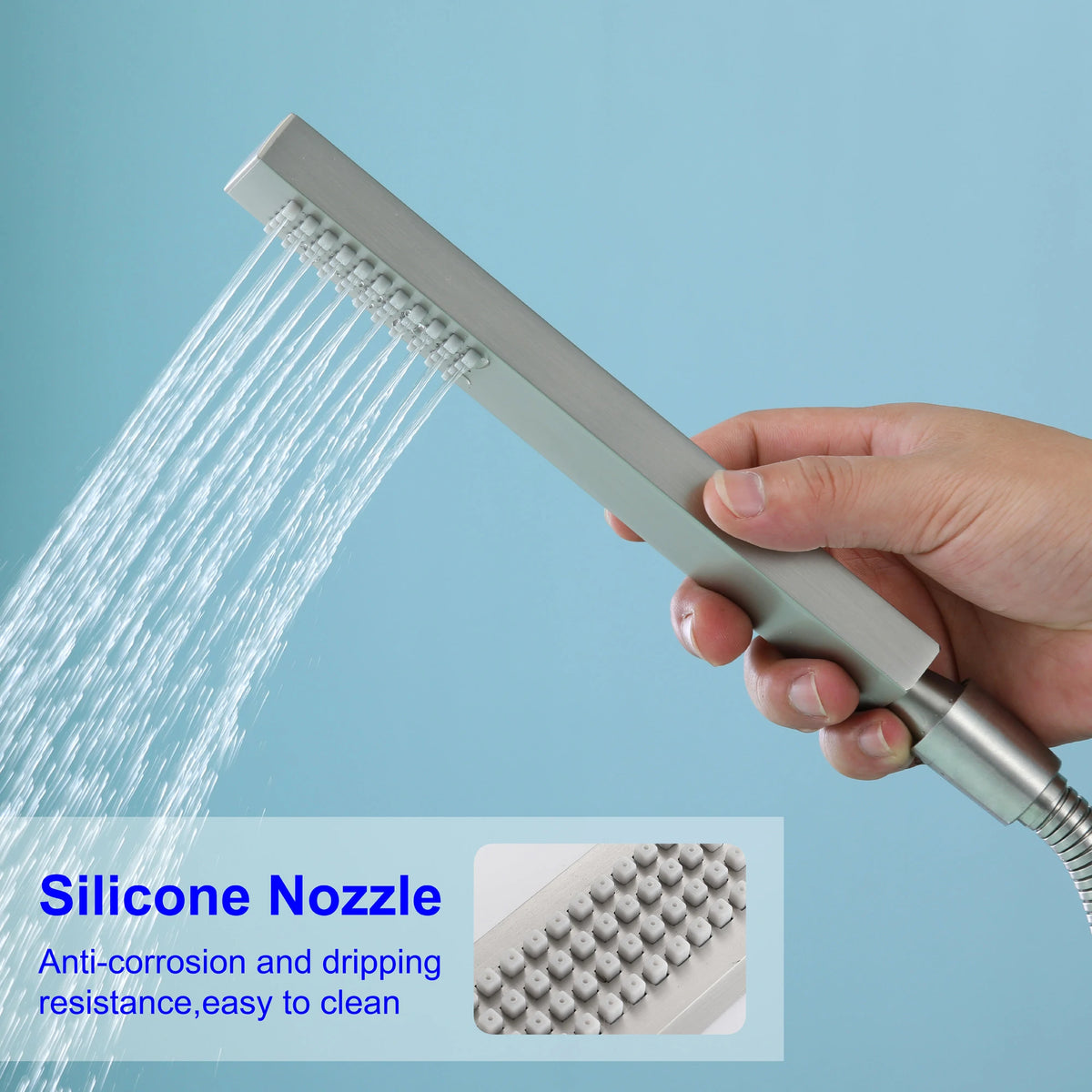 Aerated Spout Freestanding Bathtub Faucet with Hand Shower in Brushed Nickel