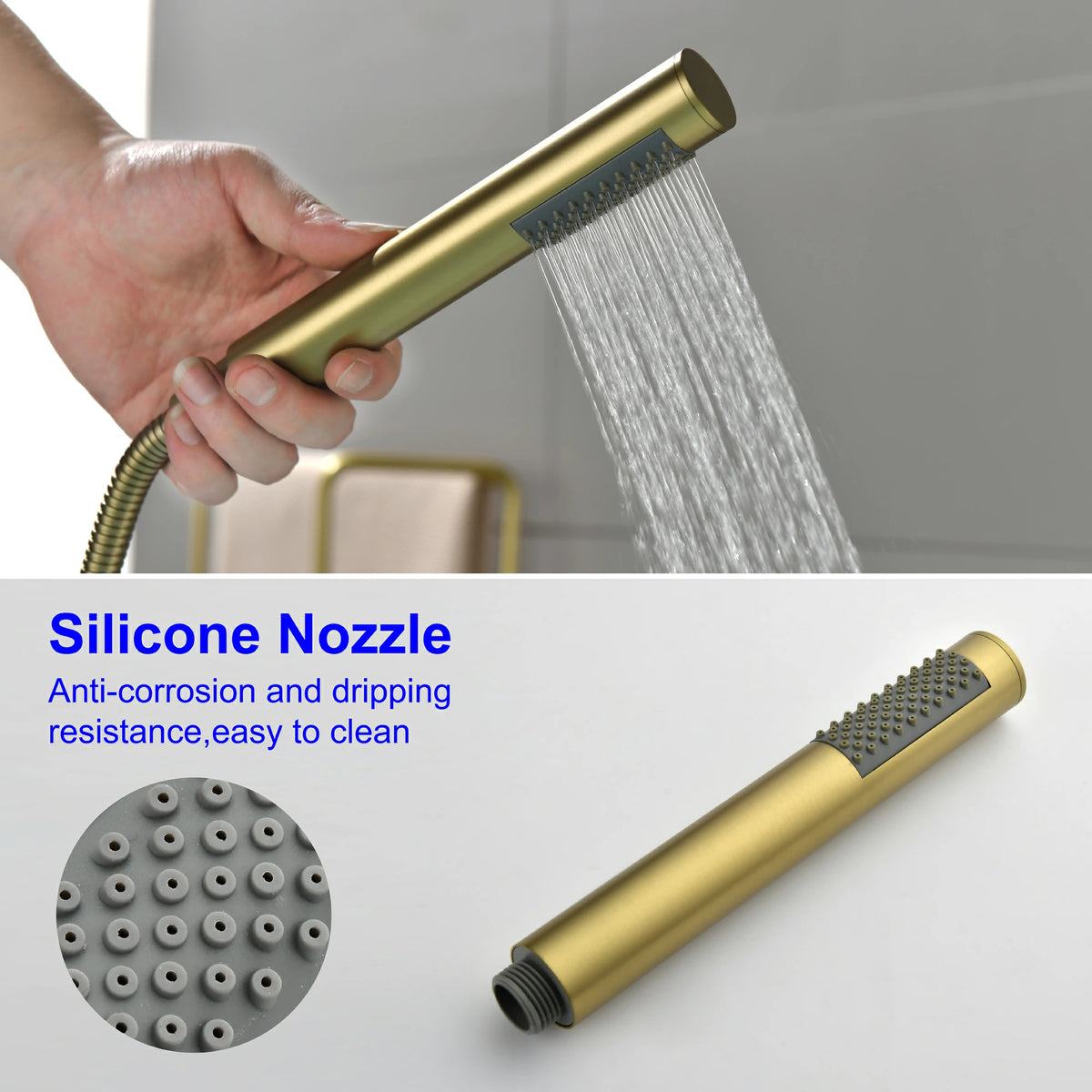 360° Swivel Aerated Spout Freestanding Bathtub Faucet with Hand Shower in Brushed Gold