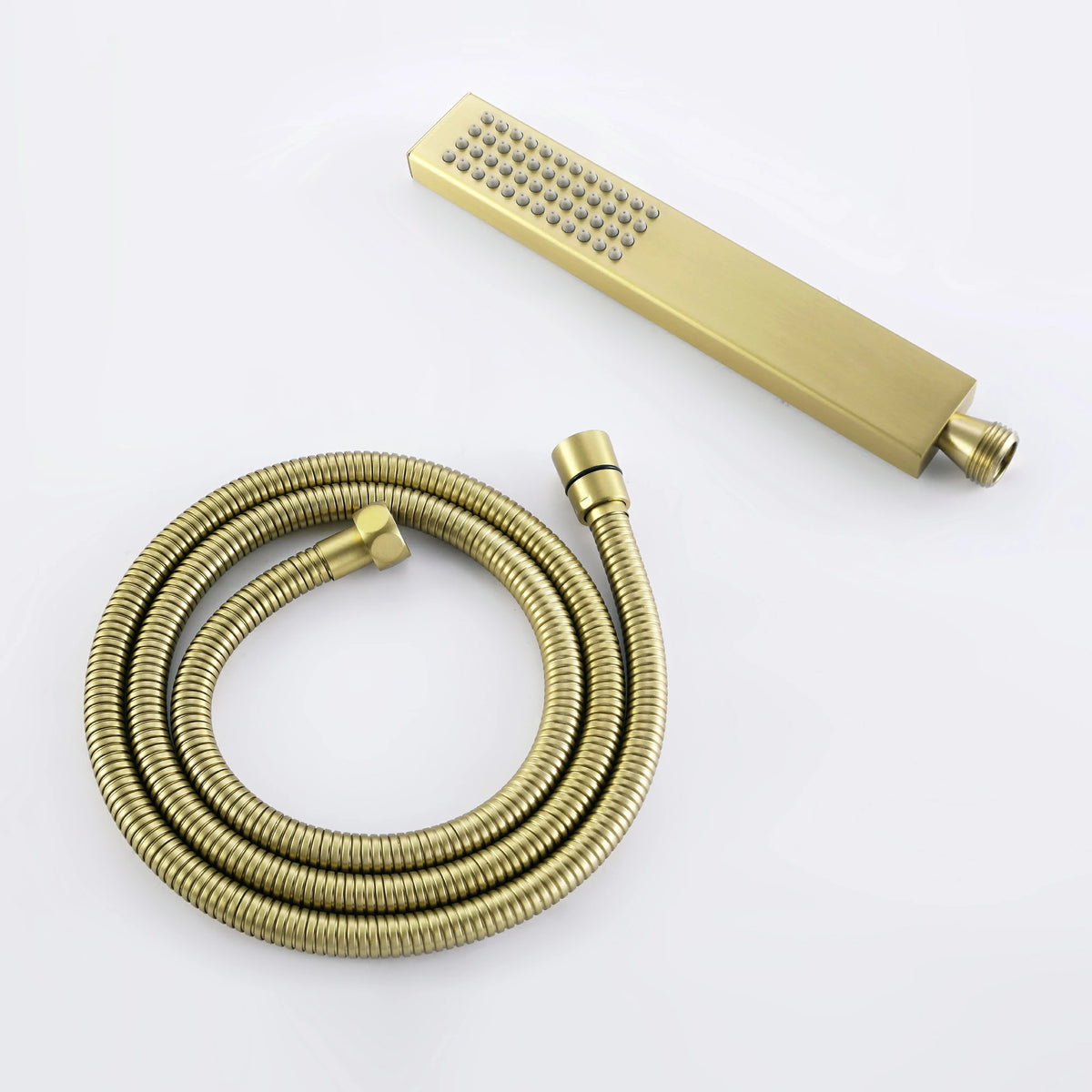 3-Handle Aerated Spout Freestanding Bathtub Faucet with Hand Shower in Brushed Gold