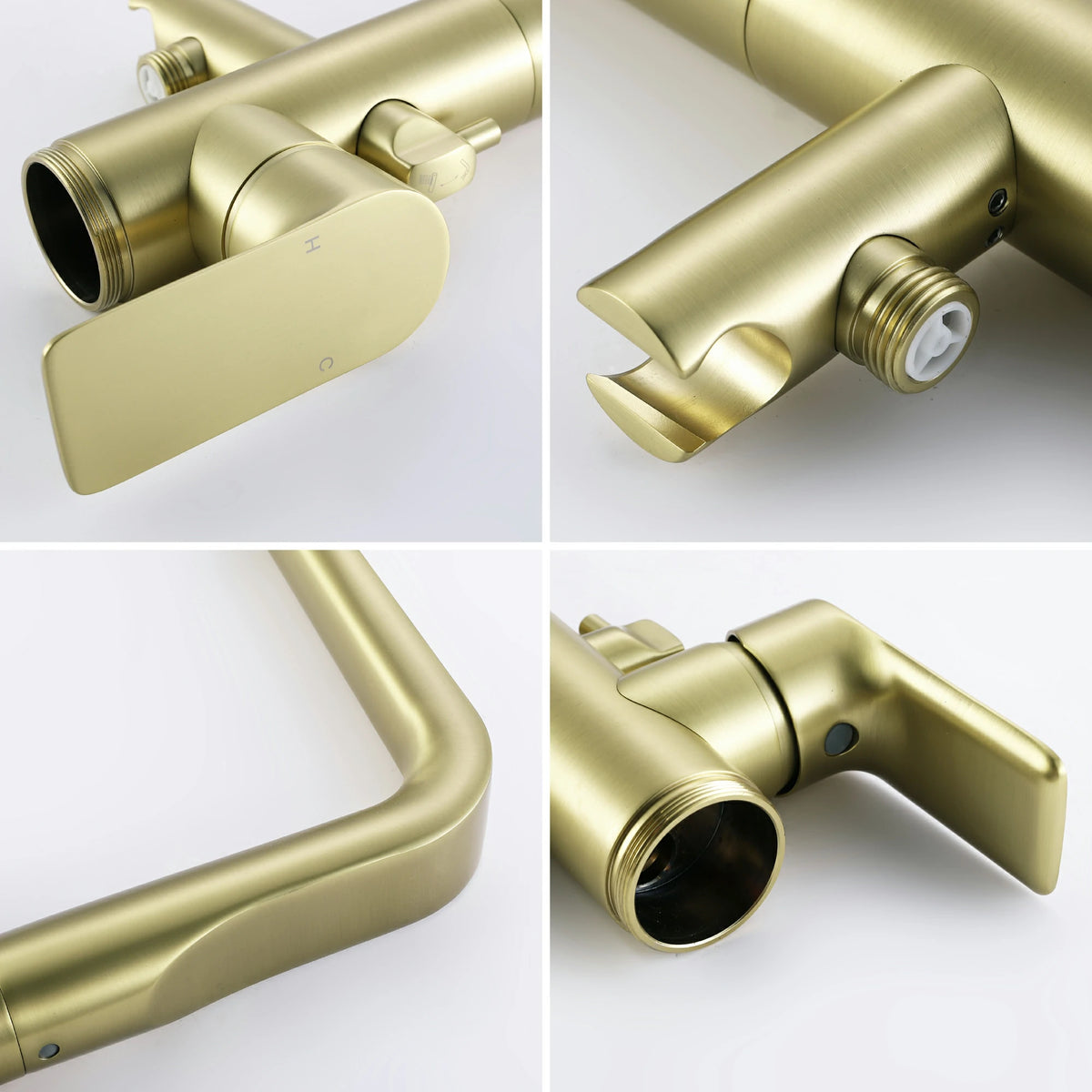 Waterfall Freestanding Bathtub Faucet with Hand Shower in Brushed Gold