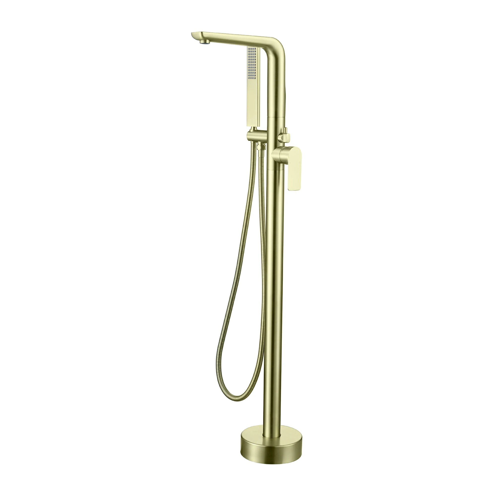 Waterfall Freestanding Bathtub Faucet with Hand Shower in Brushed Gold