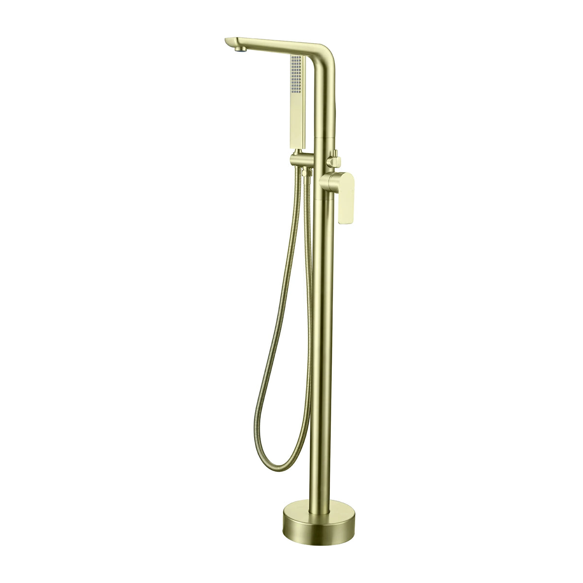 Waterfall Freestanding Bathtub Faucet with Hand Shower in Brushed Gold