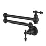 Wall Mounted Pot Filler Faucet with Double Handles, 360° Rotatable Folding Spout, Solid Brass Construction, Anti-Splash Aerator