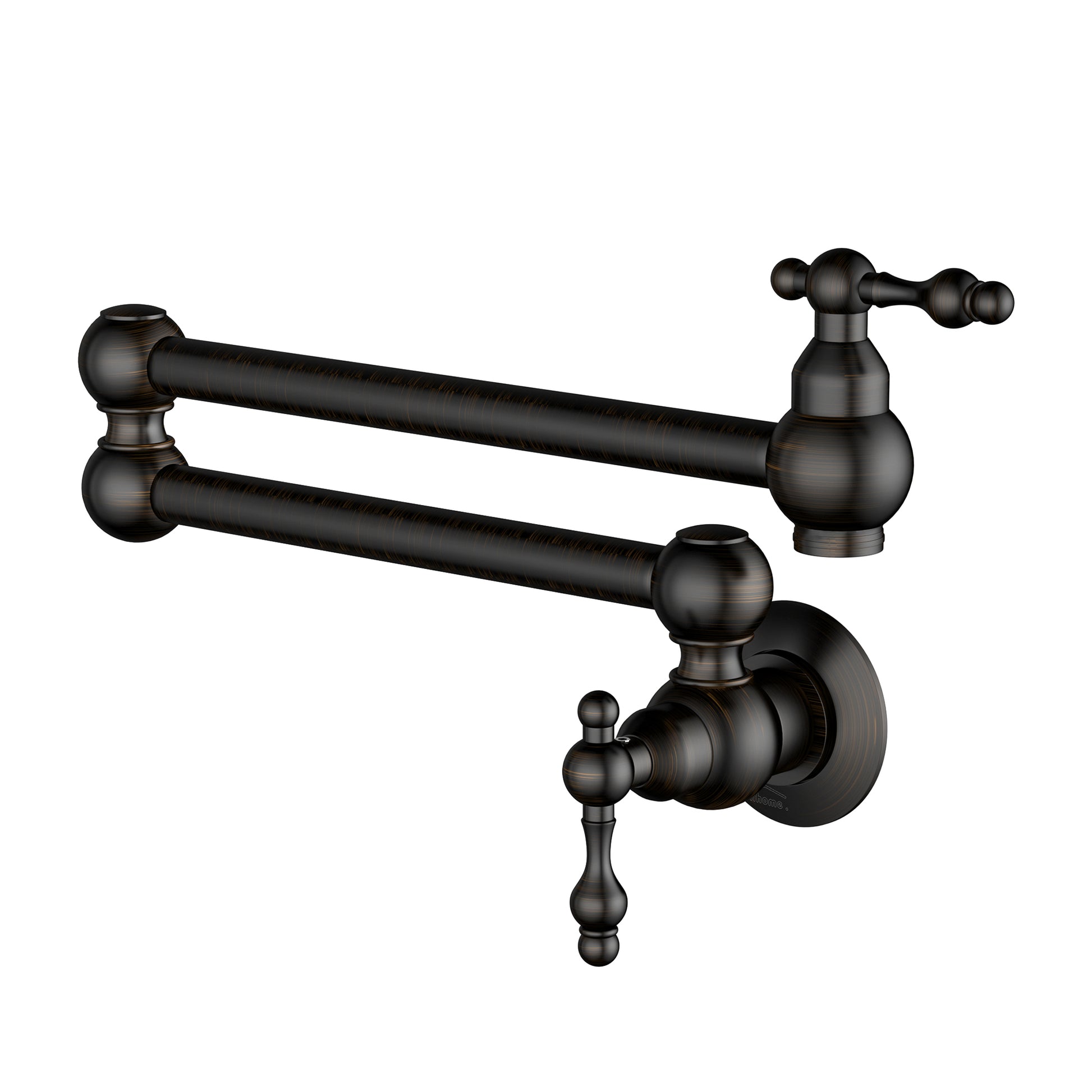 Wall Mounted Pot Filler Faucet with Double Handles, 360° Rotatable Folding Spout, Solid Brass Construction, Anti-Splash Aerator