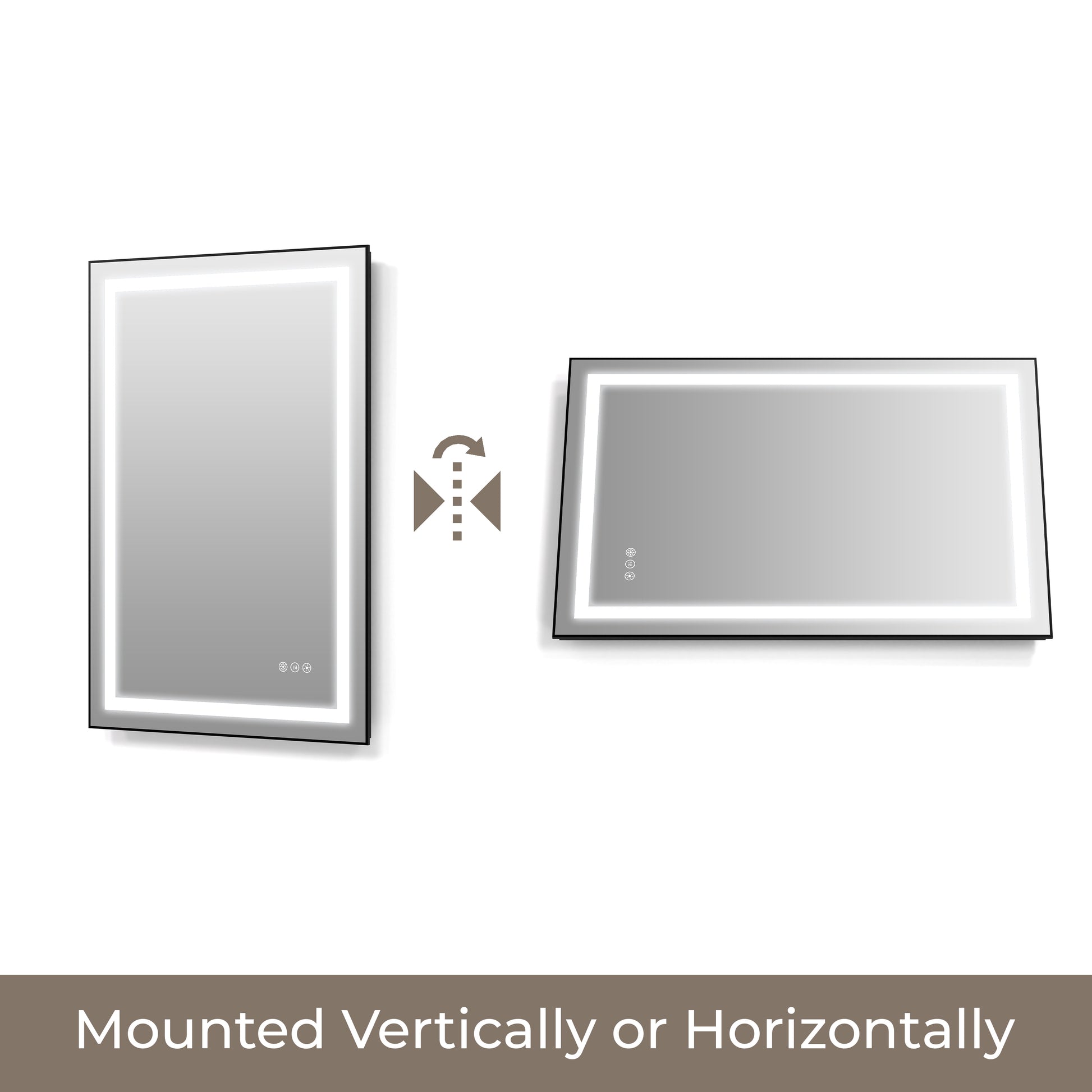 LED Bathroom Mirror with Black Aluminum Frame, Backlit & Front Lighting