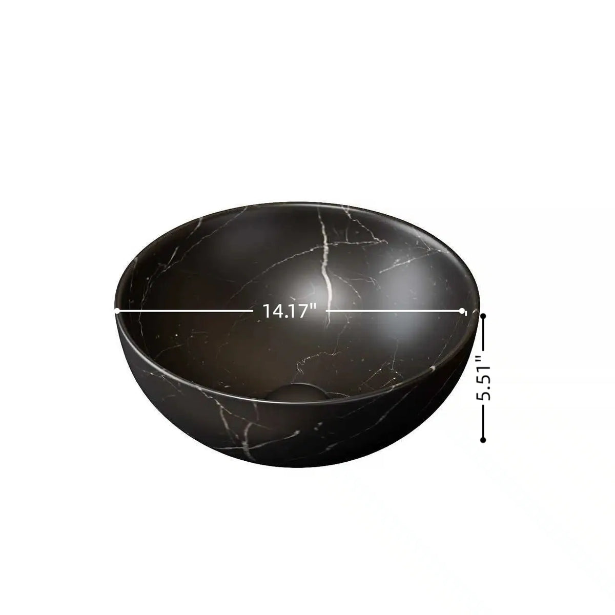14" Round Vessel Bathroom Sink in 5 Finishes, Ceramic or Transparent Glass