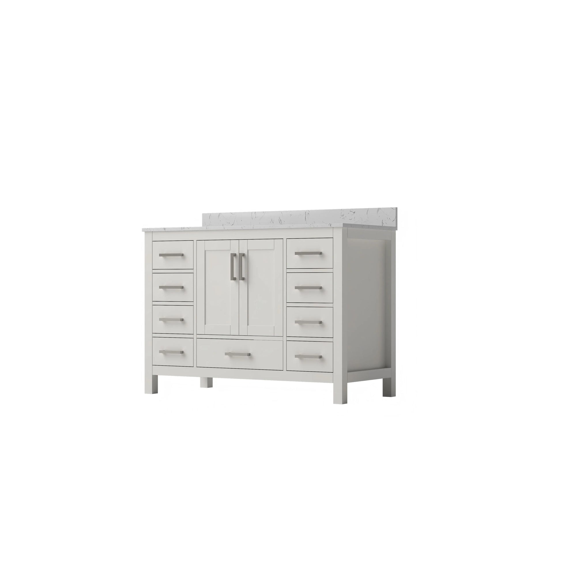 30"/36"/48"/72" Freestanding Bathroom Vanity with White Marble-Pattern Artificial Stone Top