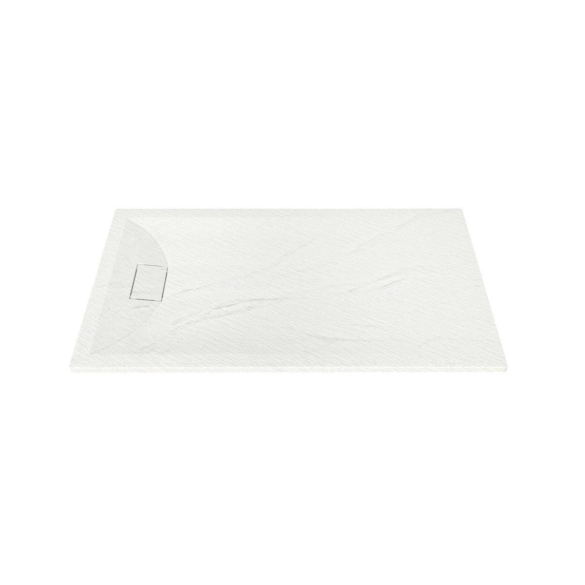 60"x32"/36" Curbless SMC Shower Base with Flamed Rock Slip-Resistant Surface, Reversible Drain