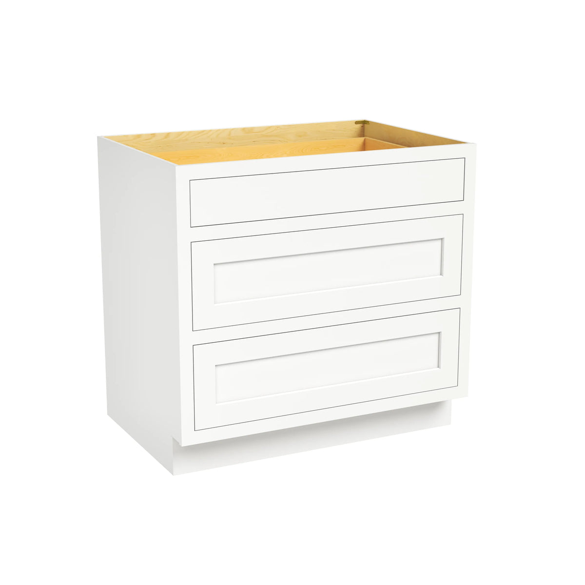 Inset Origami White RTA 12-36"W x 34.5"H x 25"D 9-Size Base Cabinet with 3 Drawers