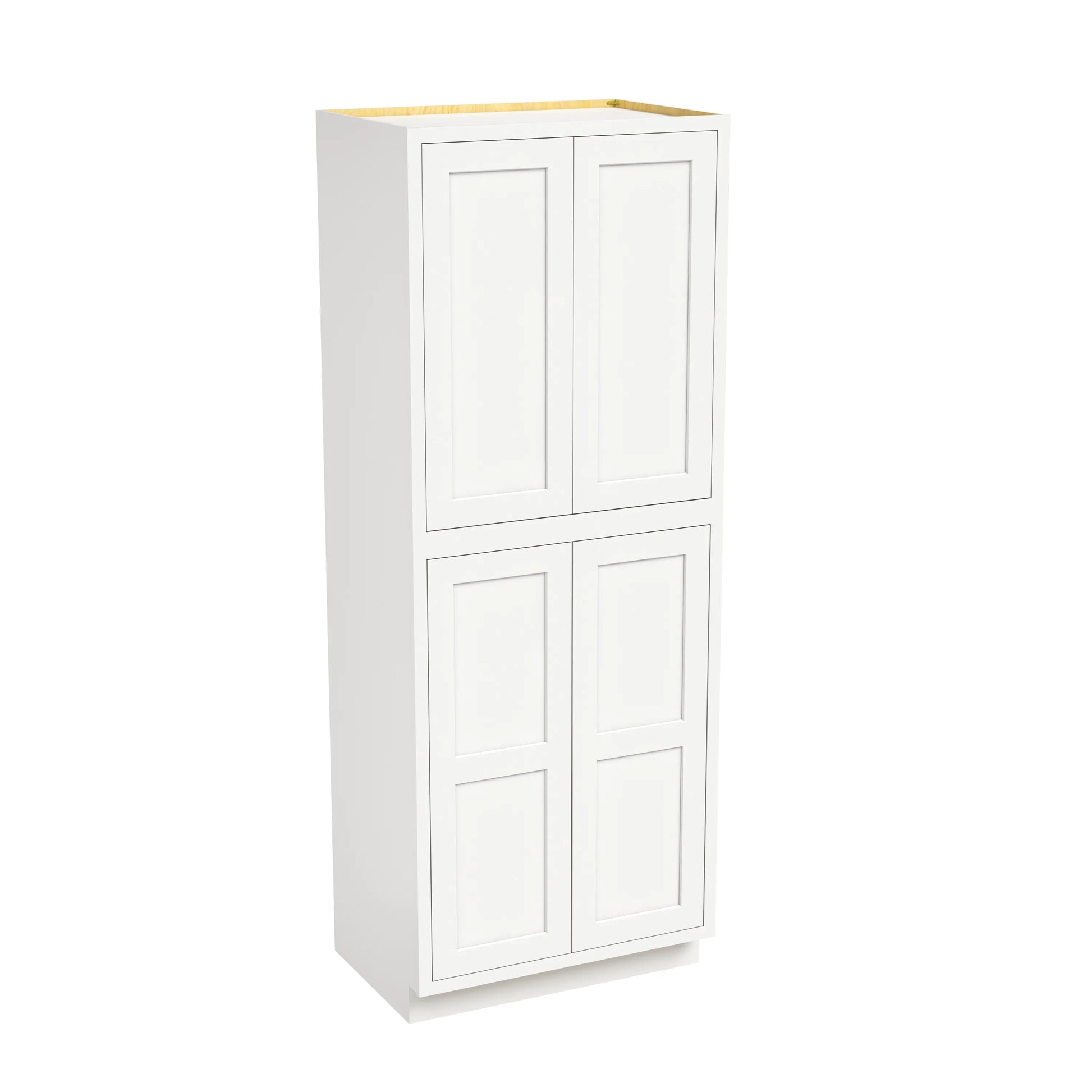 Inset Origami White RTA 24-36"W x 84-96"H x 25"D 9-Size Pantry Cabinet with 4 Doors and 4 Shelves