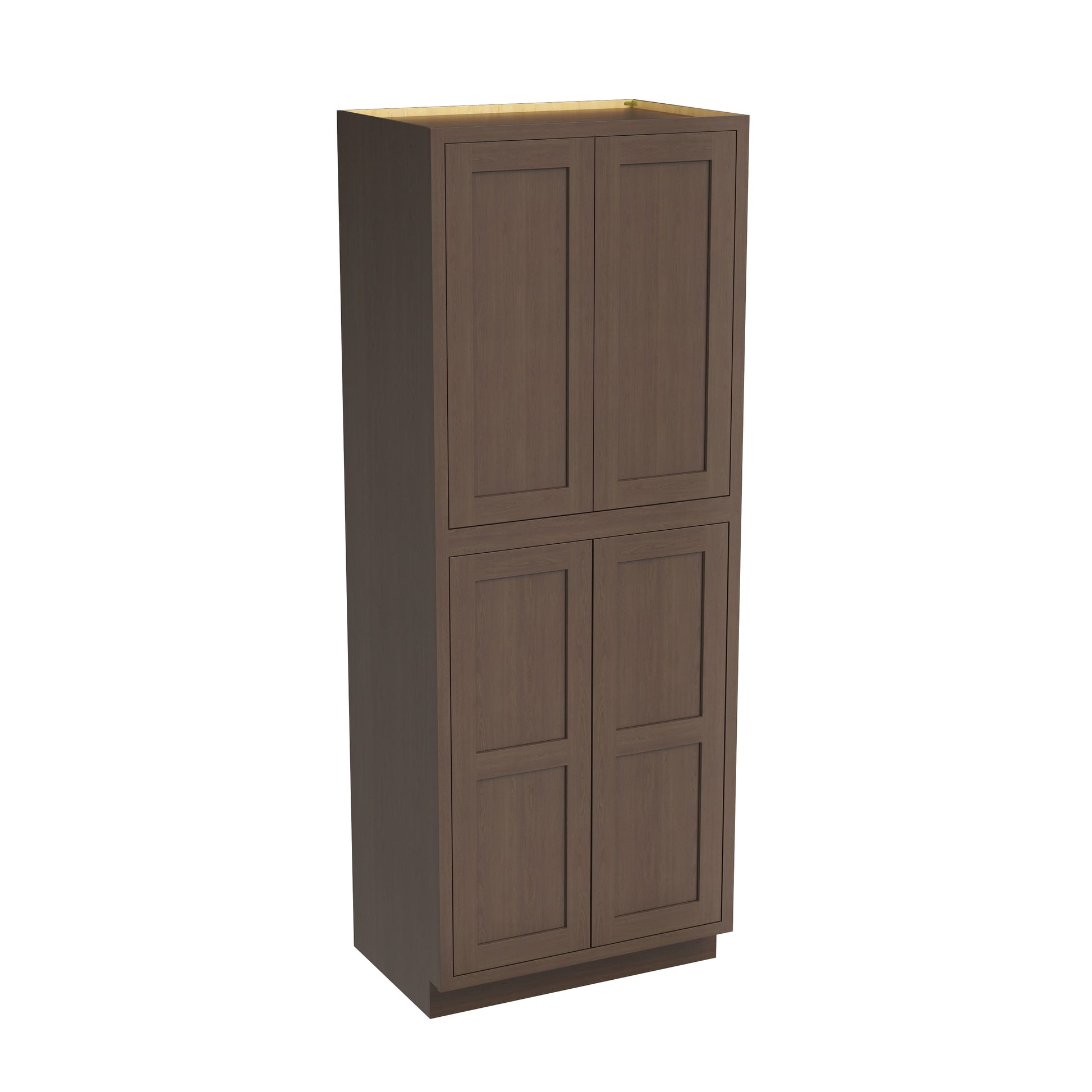 Inset Truffle Brown RTA 24-36"W x 84-96"H x 25"D 9-Size Pantry Cabinet with 4 Doors and 4 Shelves