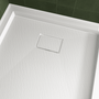 One-piece White Shower Base with Flamed Rock Slip-Resistant Surface, Left/Right Drain