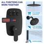 12" Ceiling-Mounted Dual Shower System with Slide Bar & Digital Display