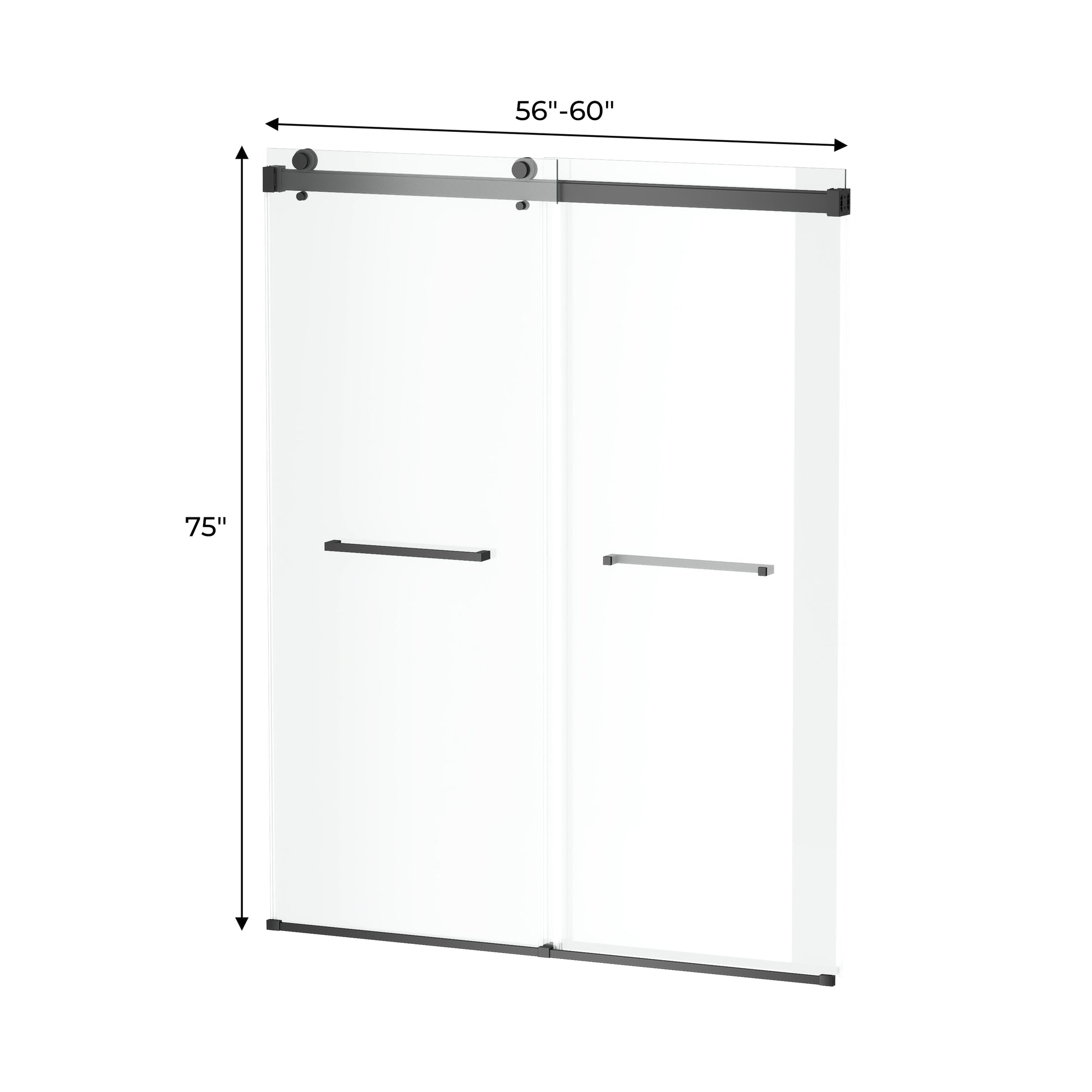 60"x75" Frameless Sliding Shower Door with 5/16" Tempered Glass