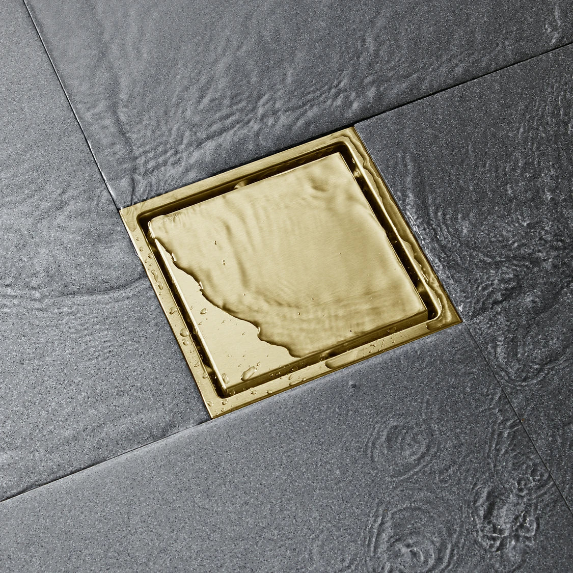 6-Inch Square 304 Stainless Steel Shower Floor Drain with Reversible Tile Insert Cover