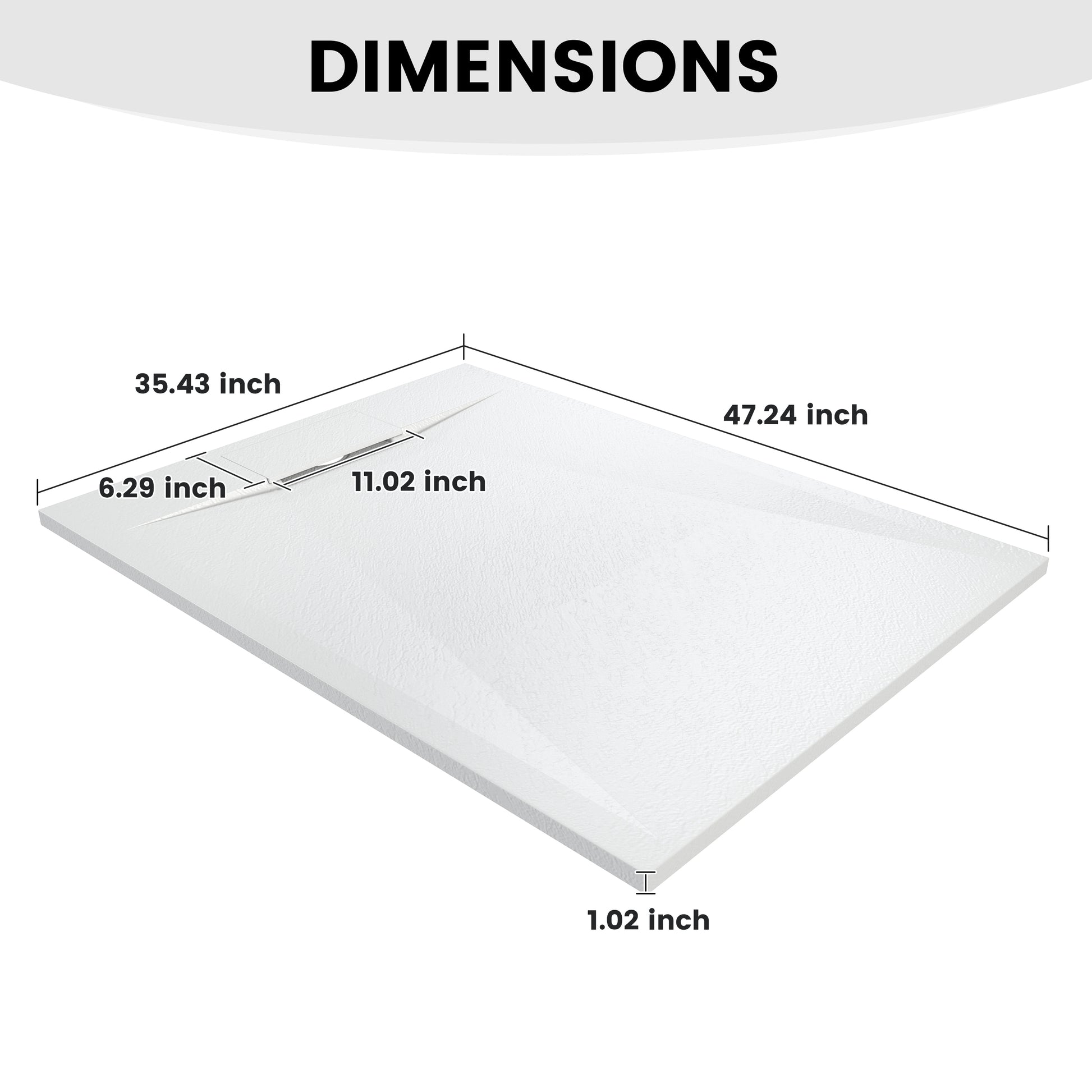 European-Style SMC Shower Base with Anti-Slip Design in Black or White