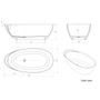 67" Luxury Freestanding Egg-Shaped Solid Surface Soaking Tub with Crescent Deck