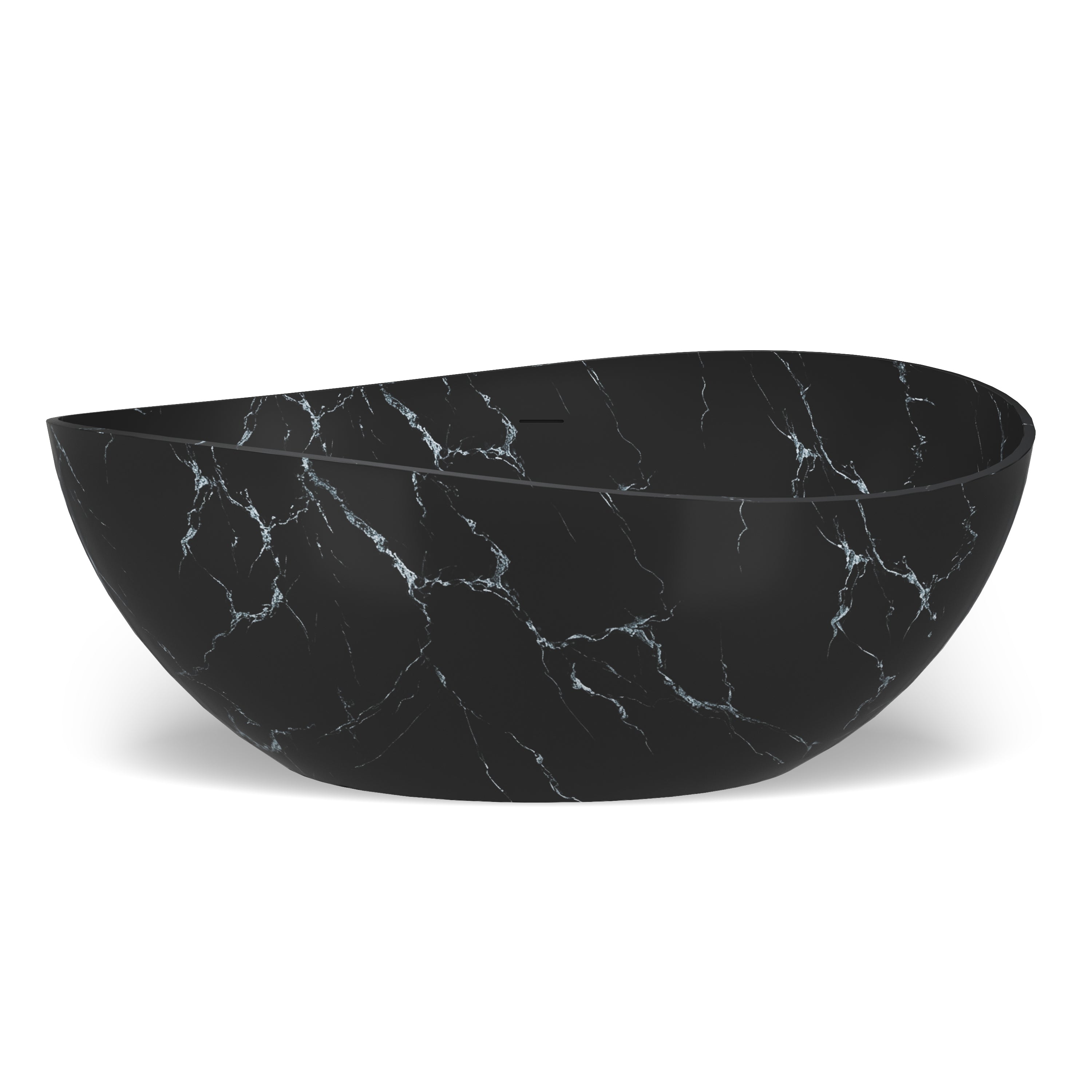 63" Artistic Marble Sculptural Solid Surface Freestanding Soaking Bathtub