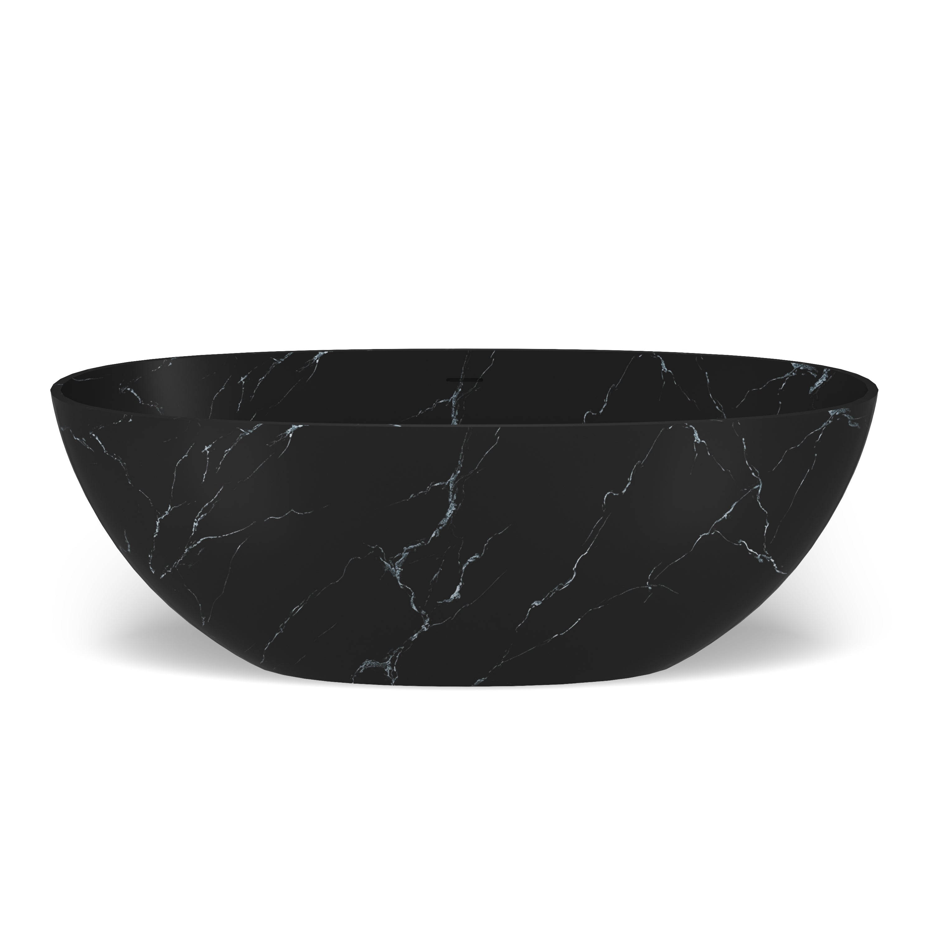 65" Freestanding Solid Surface Oval Bathtub in Marble Look Finish
