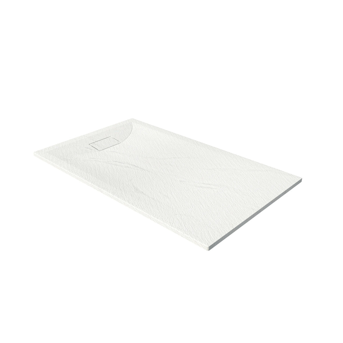 60"x32"/36" Curbless SMC Shower Base with Flamed Rock Slip-Resistant Surface, Reversible Drain