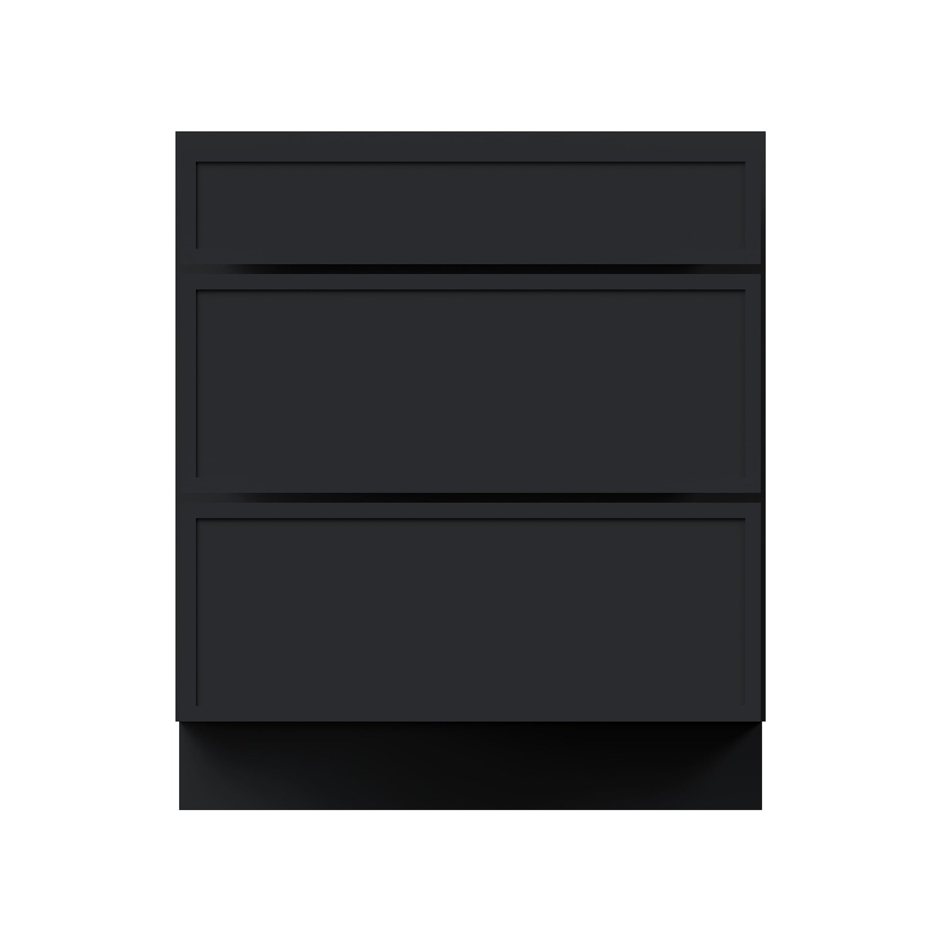 Slim Ebony Black Shaker RTA 12"-36"W x 34.5"H x 24"D 9-Size Drawer Base Cabinet with 3 Drawers