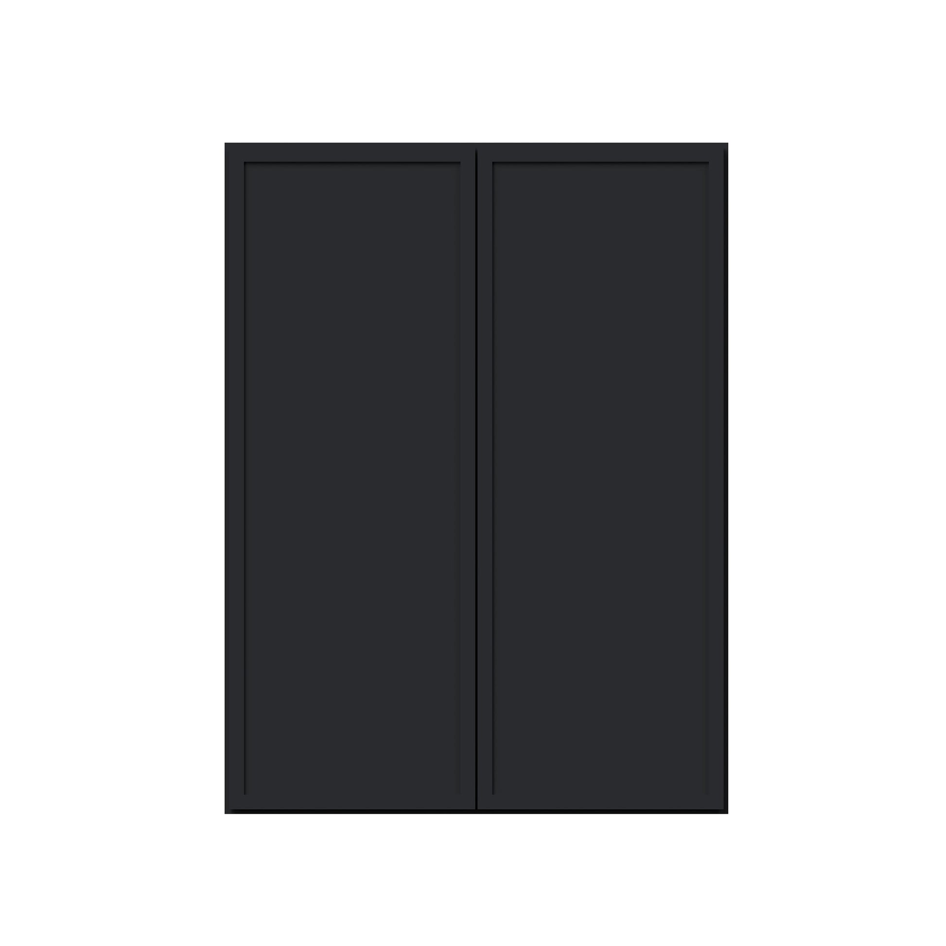 Slim Ebony Black Shaker RTA 24"-36"W x 30"/36"/42"H x 12"D 15-Size Standard Wall Cabinet with 2 Doors