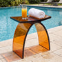 Translucent Resin Arched Solid Surface Bathroom Shower Bench in Glossy Smoke Black/Amber