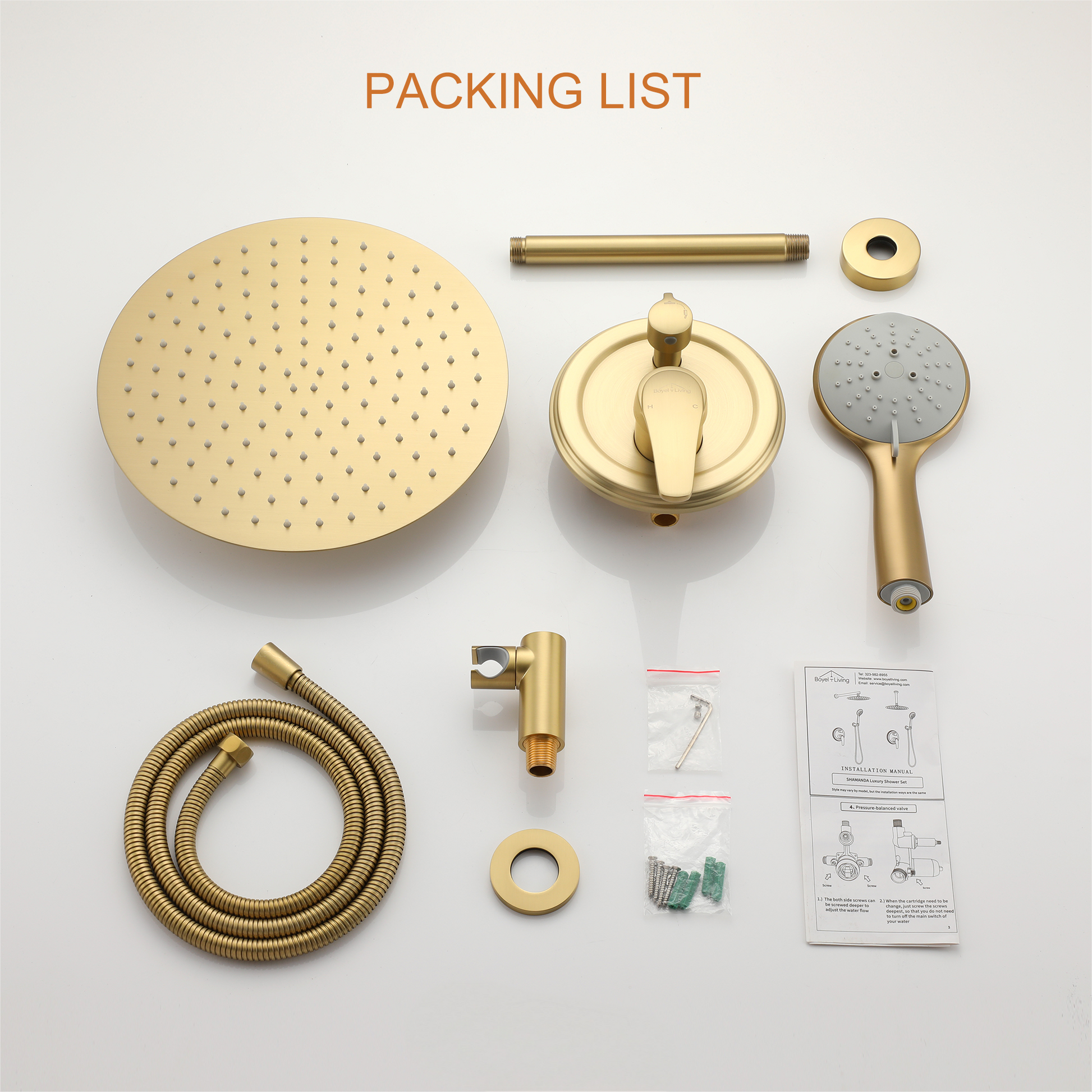 12" 5-Spray Dual Shower Head System with Brass Valve Included